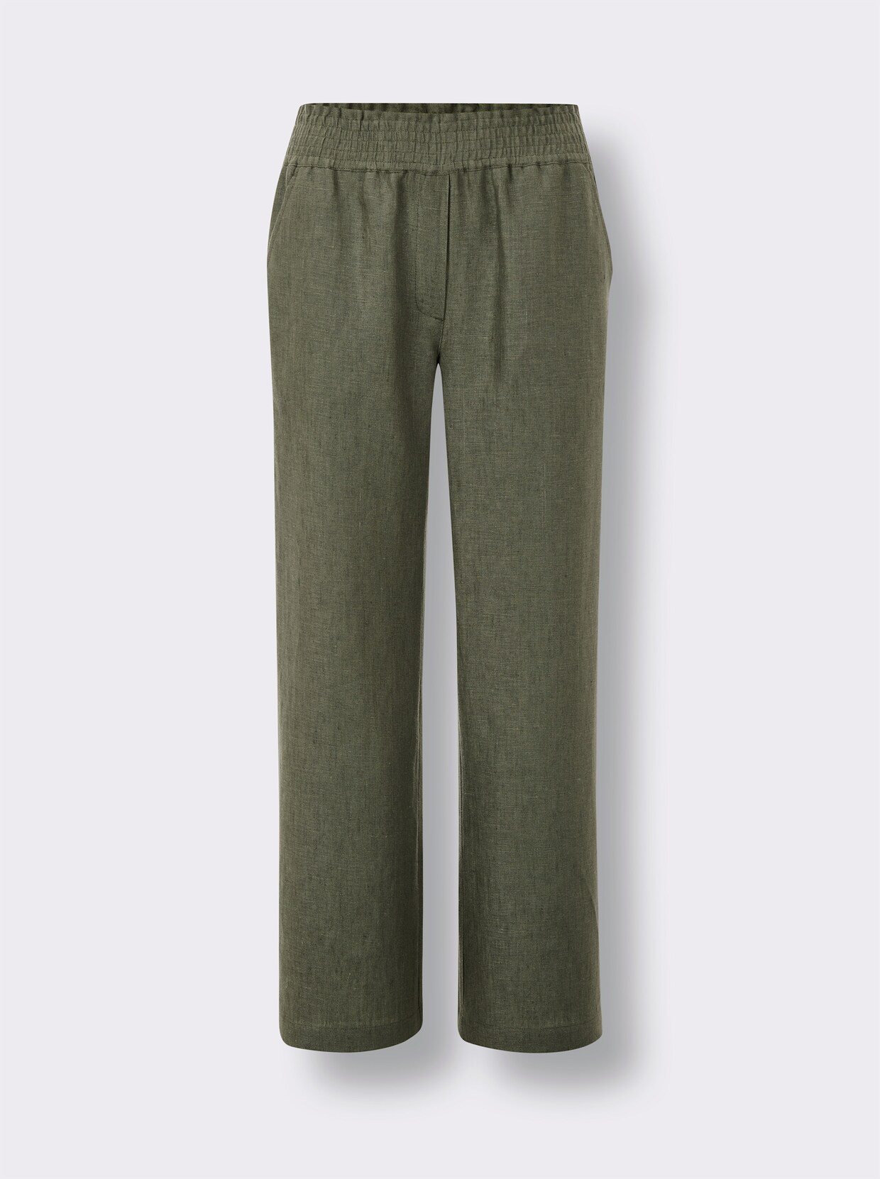 CREATION L PREMIUM Leinenhose - khaki-meliert