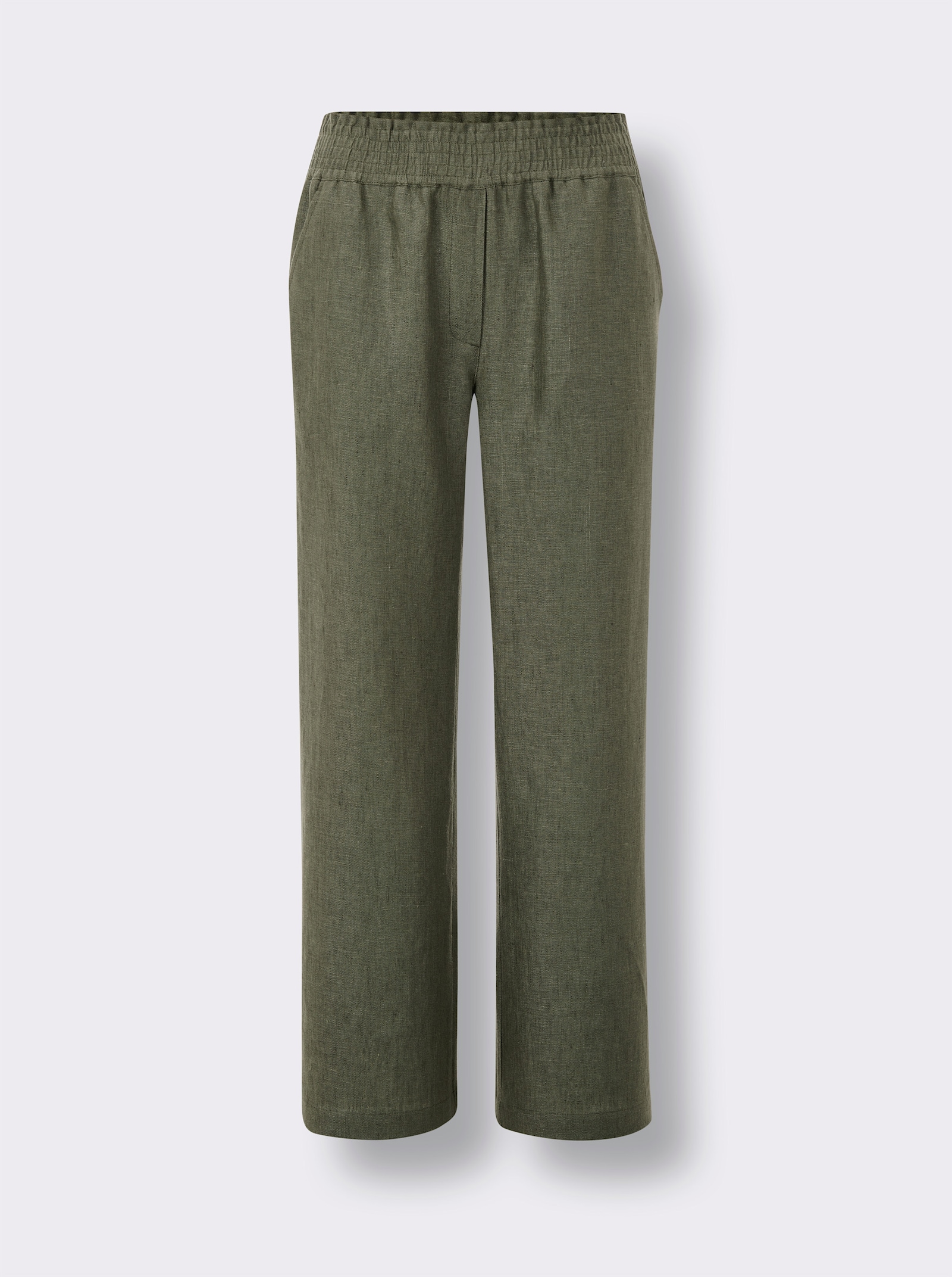 CREATION L PREMIUM Pantalon en lin avec jambes larges - kaki chiné