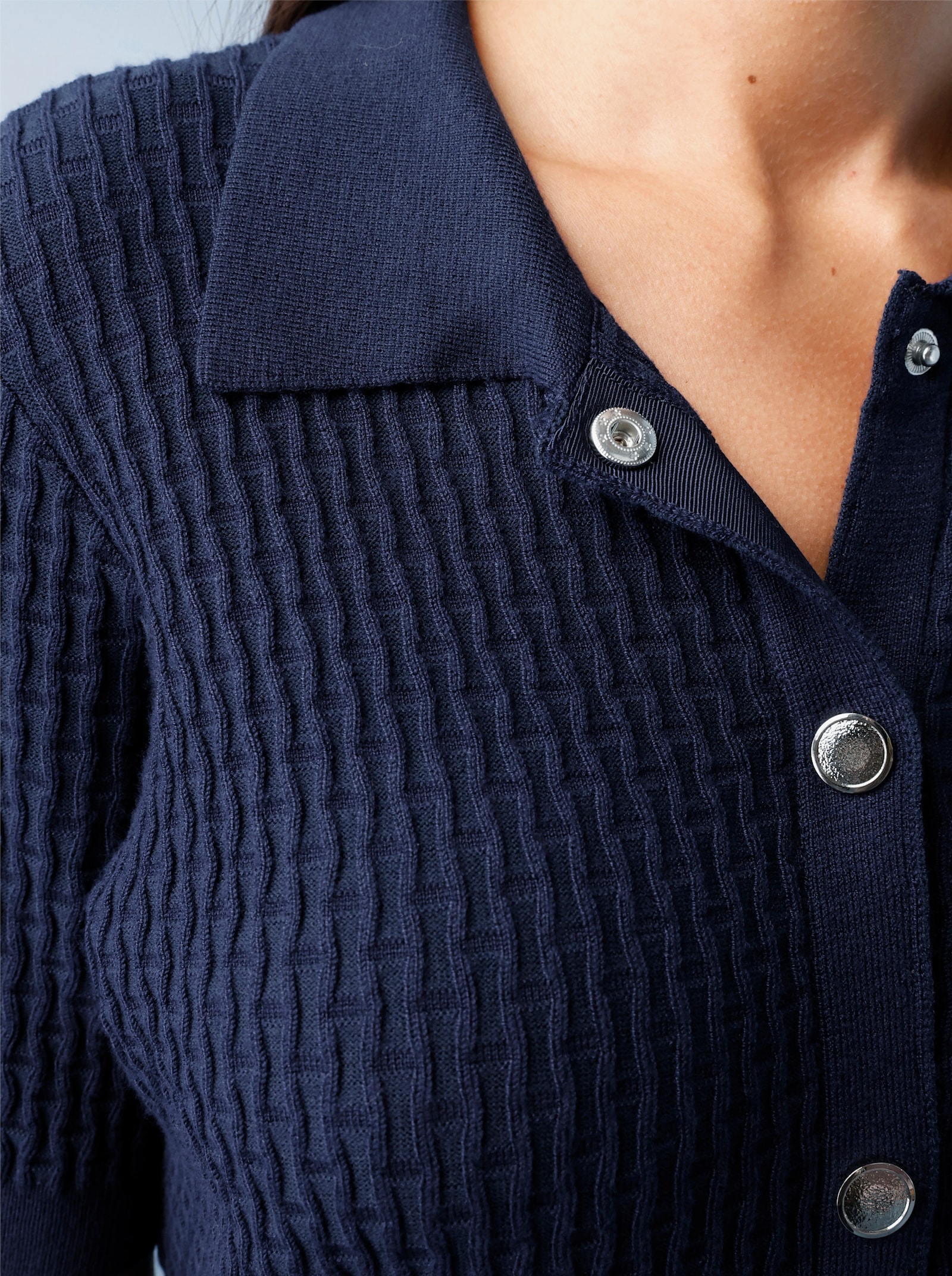 heine Strickjacke mit Polokragen - marine