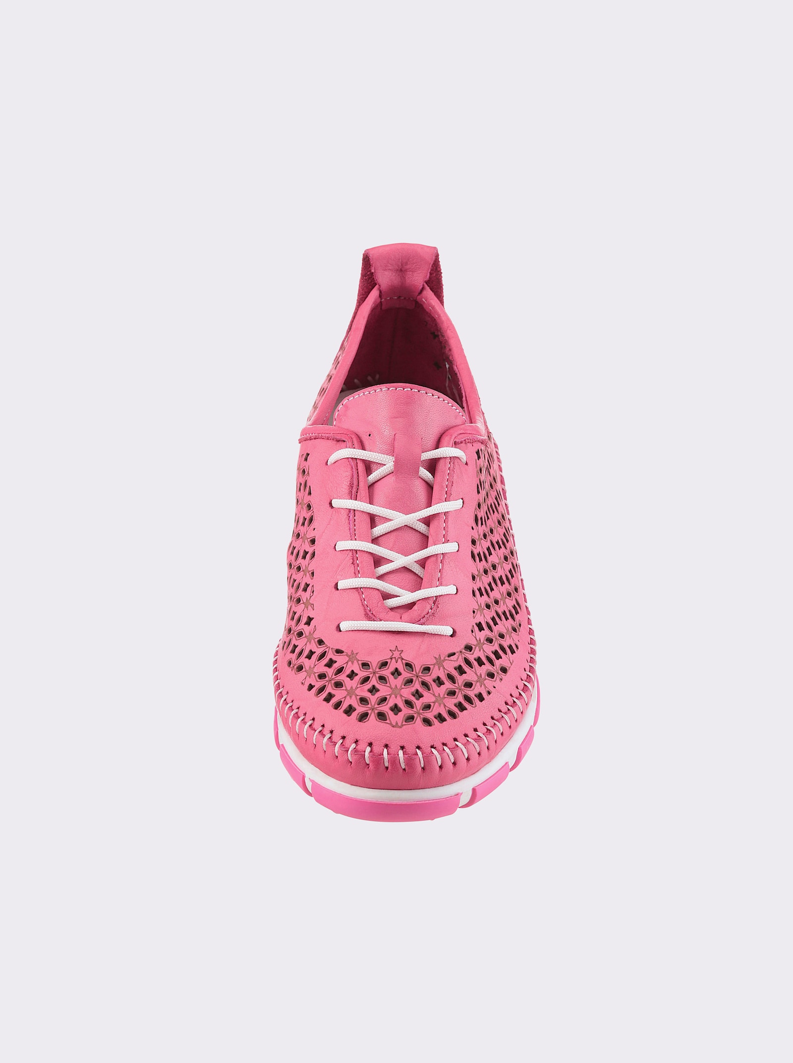 Gemini Veterschoen van leer, met perforatie - fuchsia