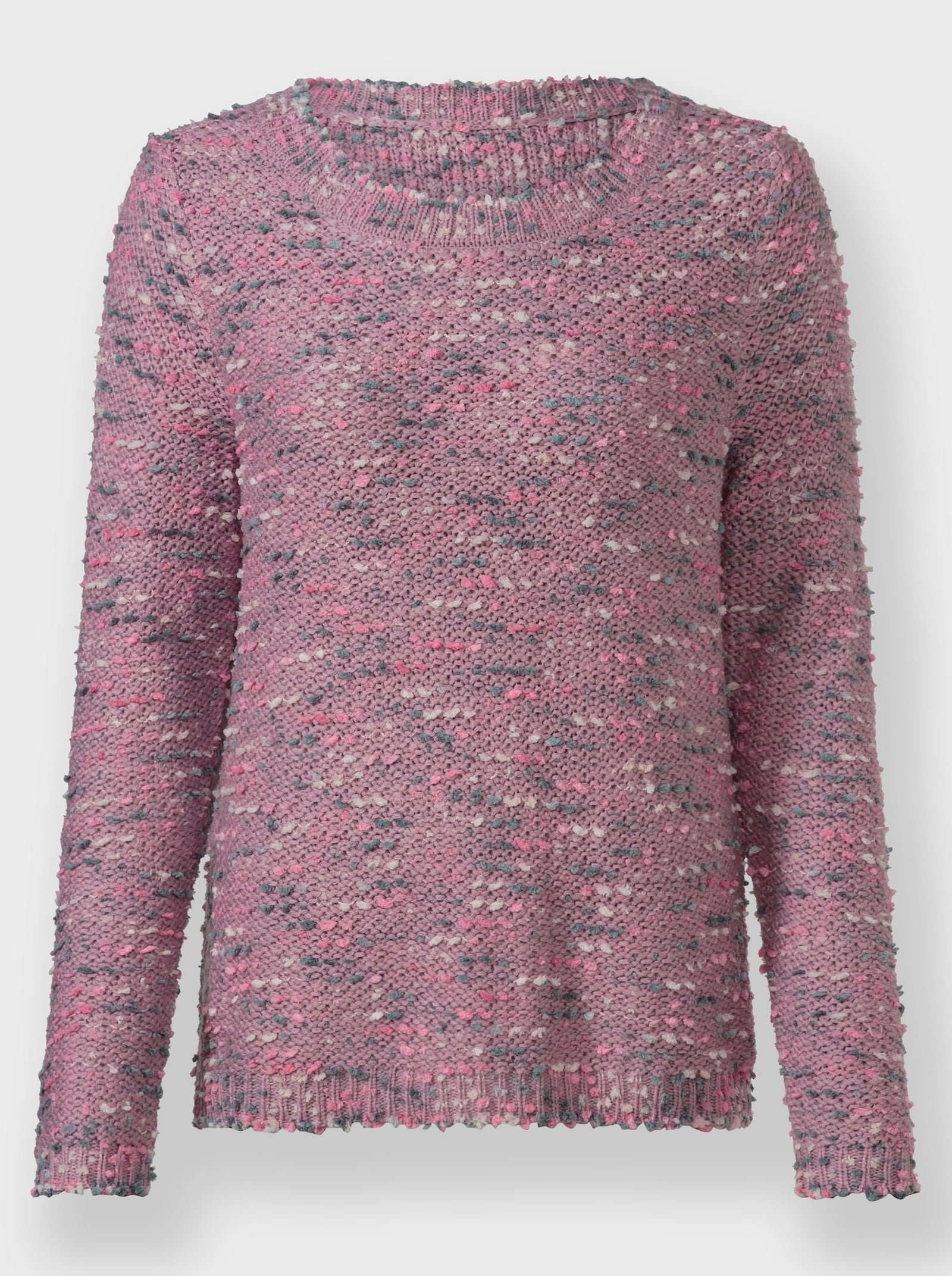 Bouclé-Pullover in Linksstrick - mauve-meliert