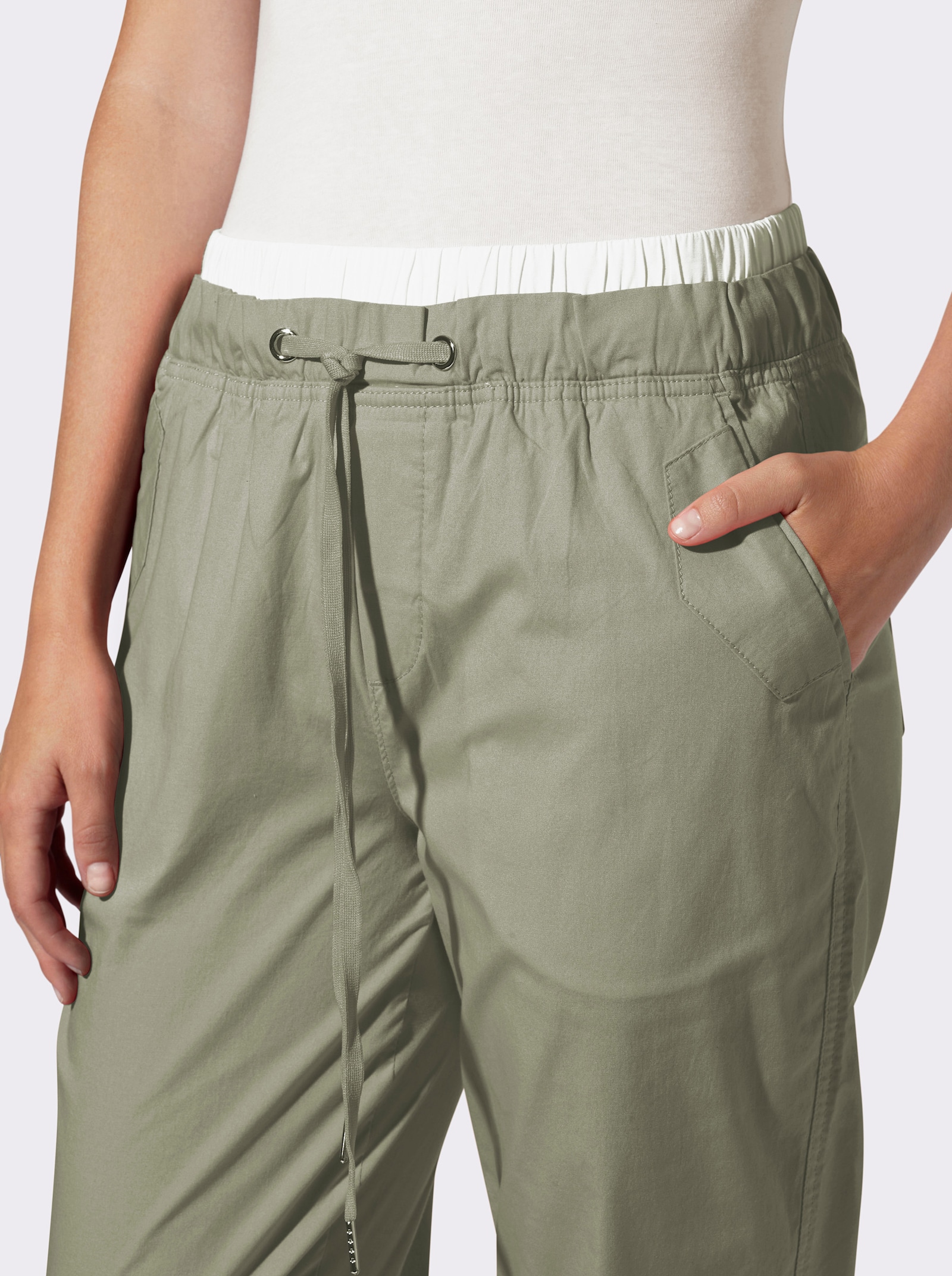 heine 7/8-Hose mit Kontrastbund - khaki
