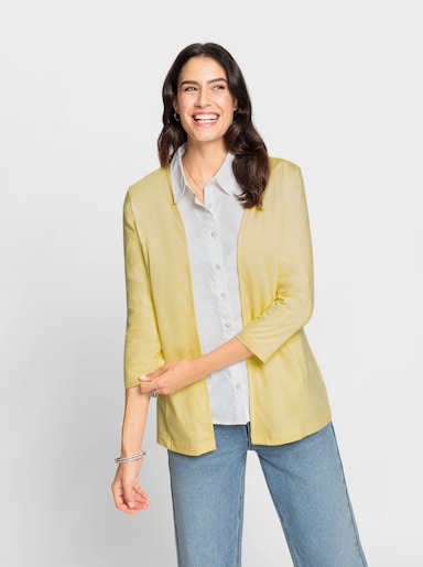 Shirtjacke in offener Form - zitrone
