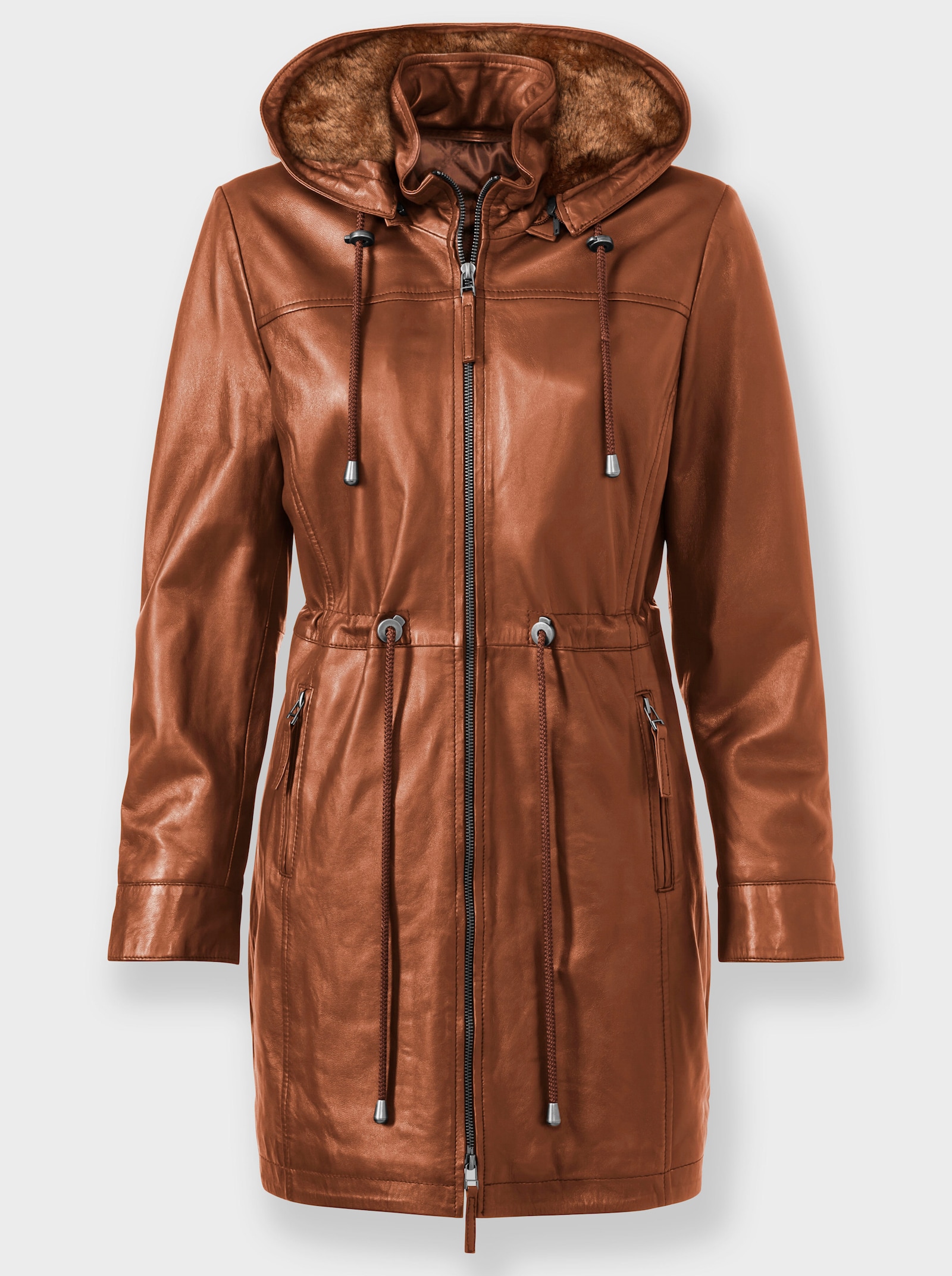 Mainpol Lederjacke aus Lammnappa - cognac