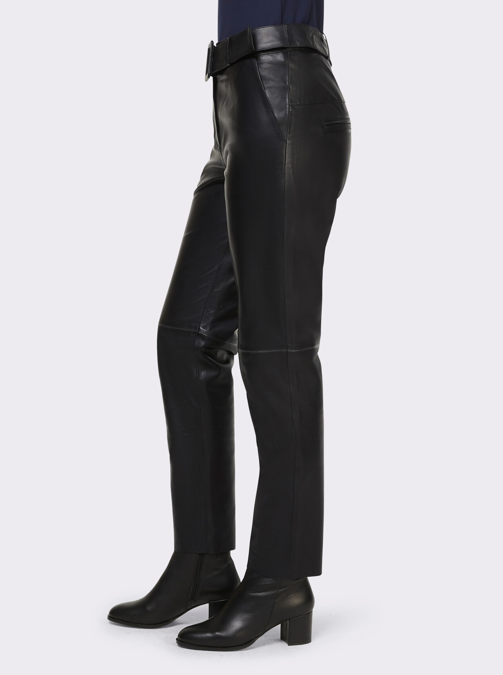 heine Lederhose inklusive Gürtel - schwarz