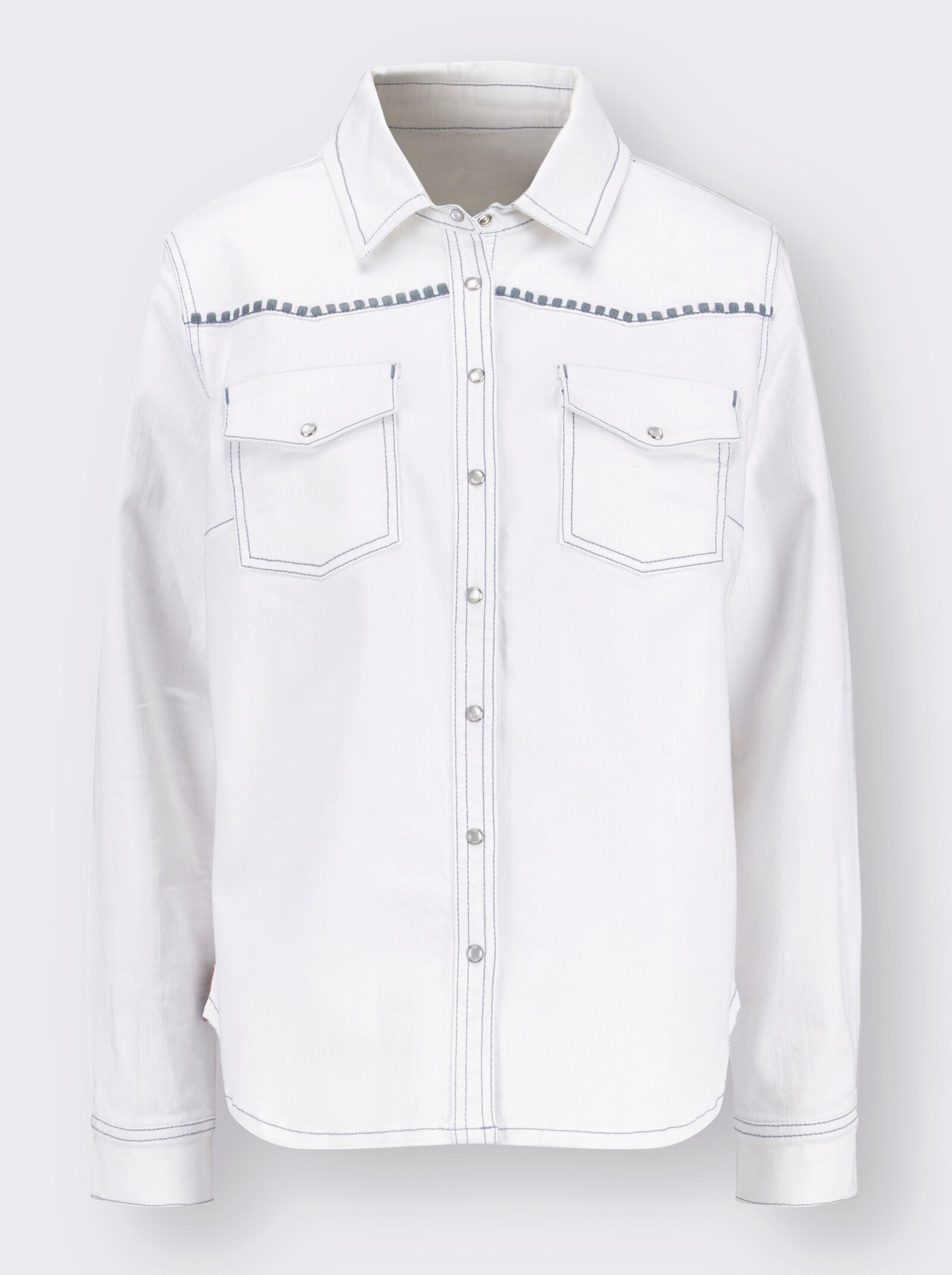 Košeľ. blúzka, ozd.stehy - biela