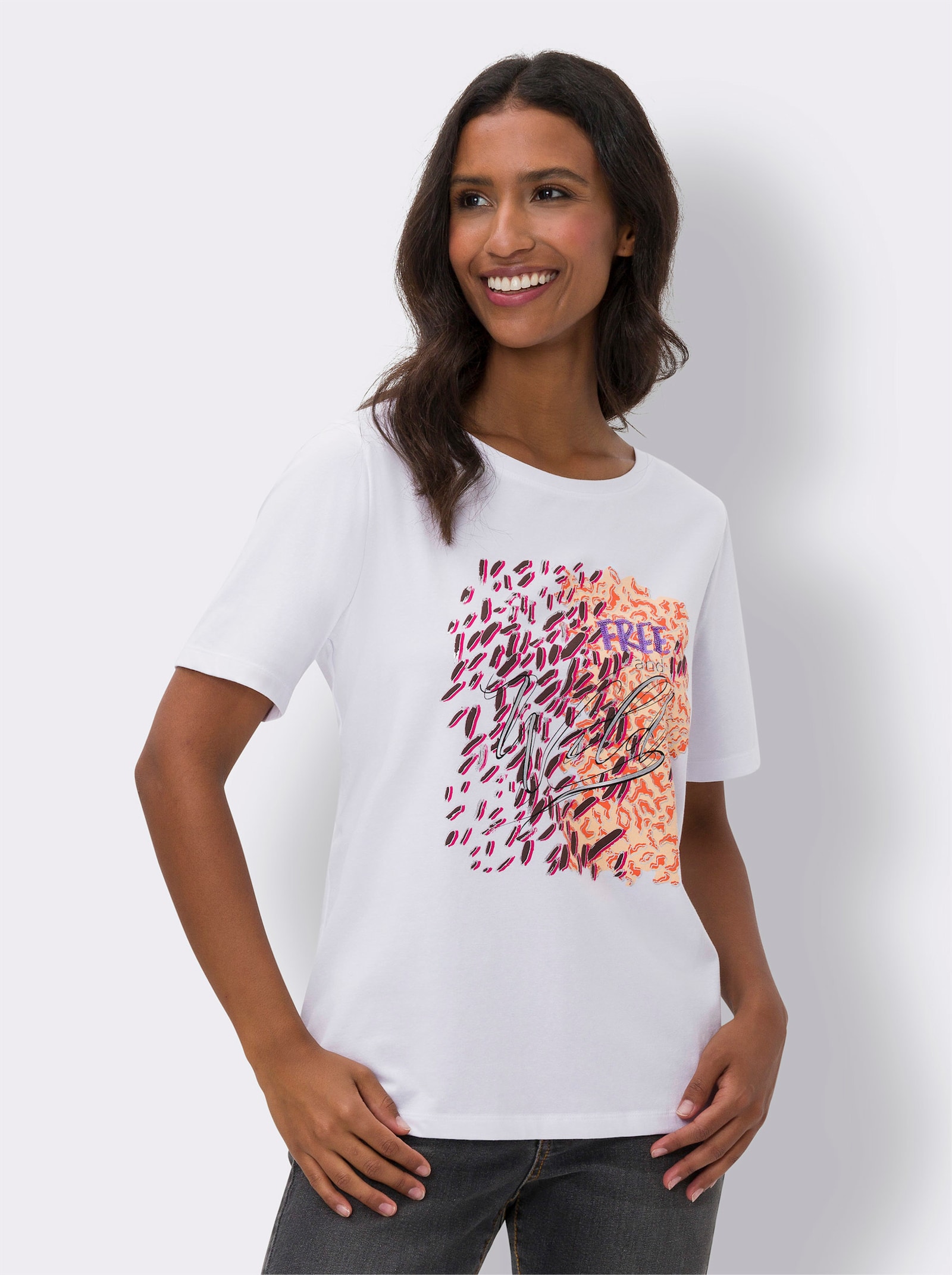 heine T-shirt à encolure ronde avec imprimé - blanc