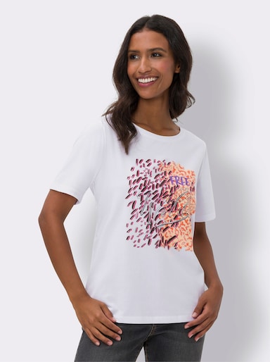 heine Rundhalsshirt mit Druckmotiv - weiß