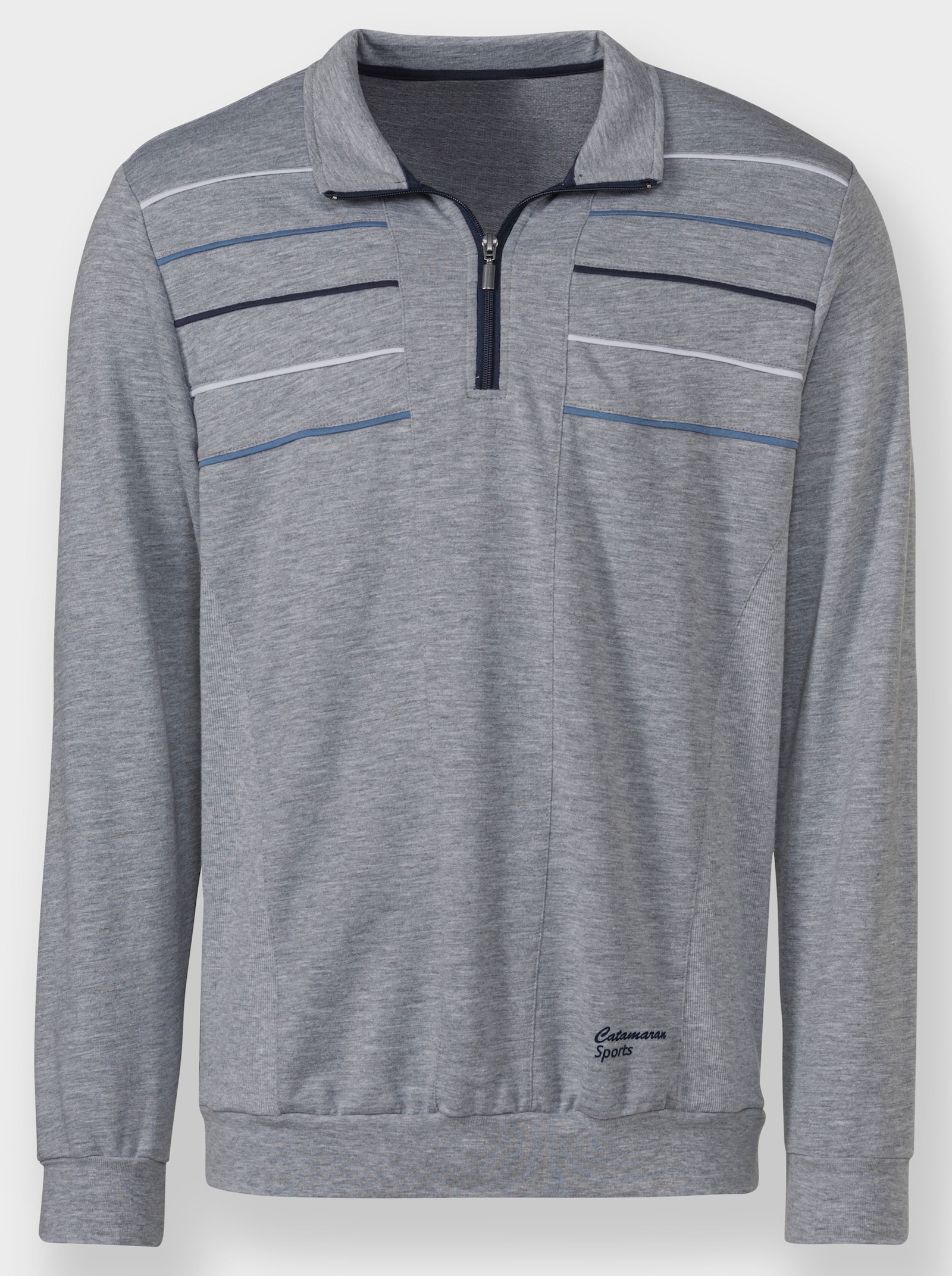Catamaran Sports Sweatshirt mit Rippbündchen - grau-meliert