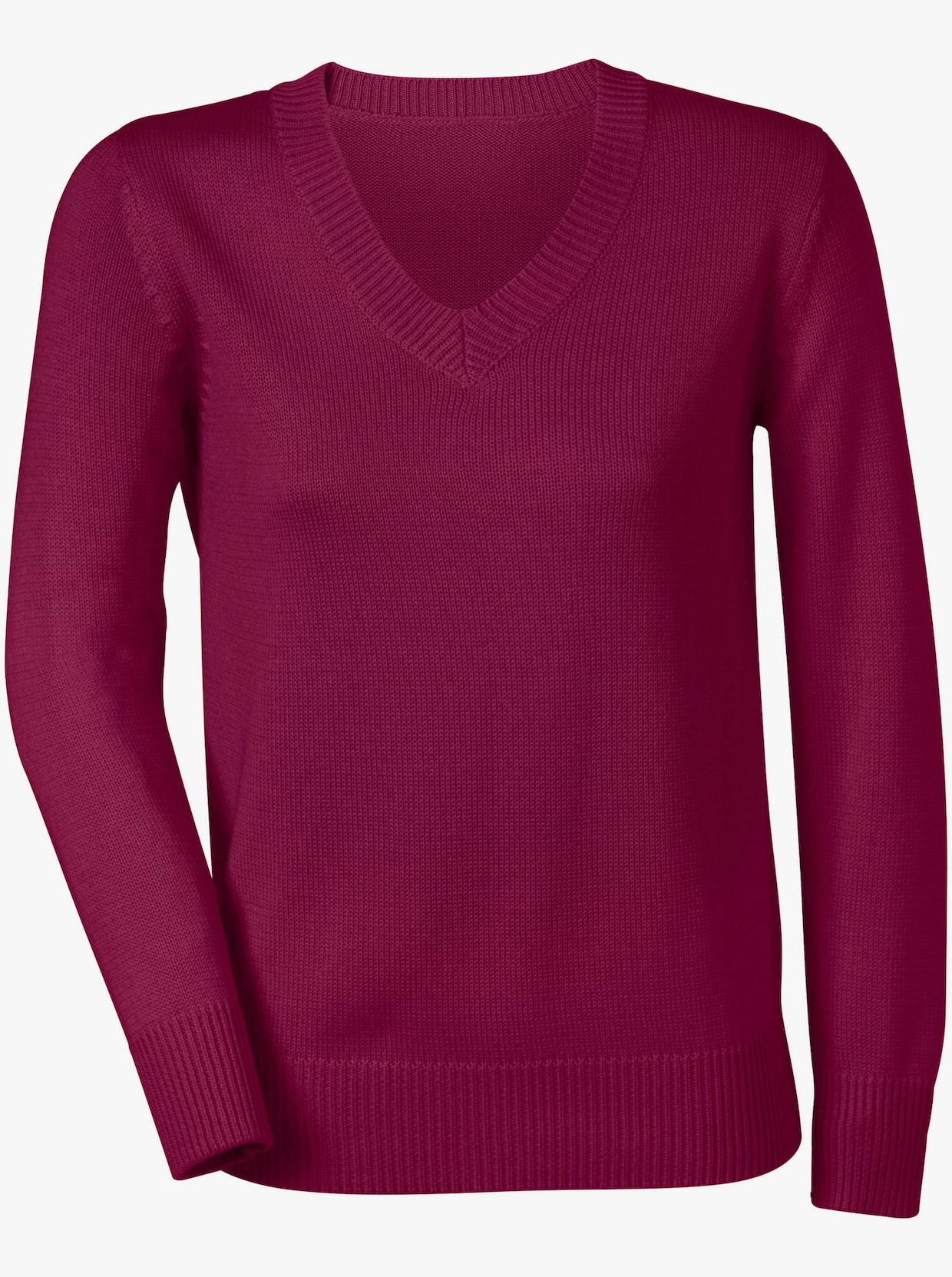 V-Ausschnitt-Pullover - fuchsia