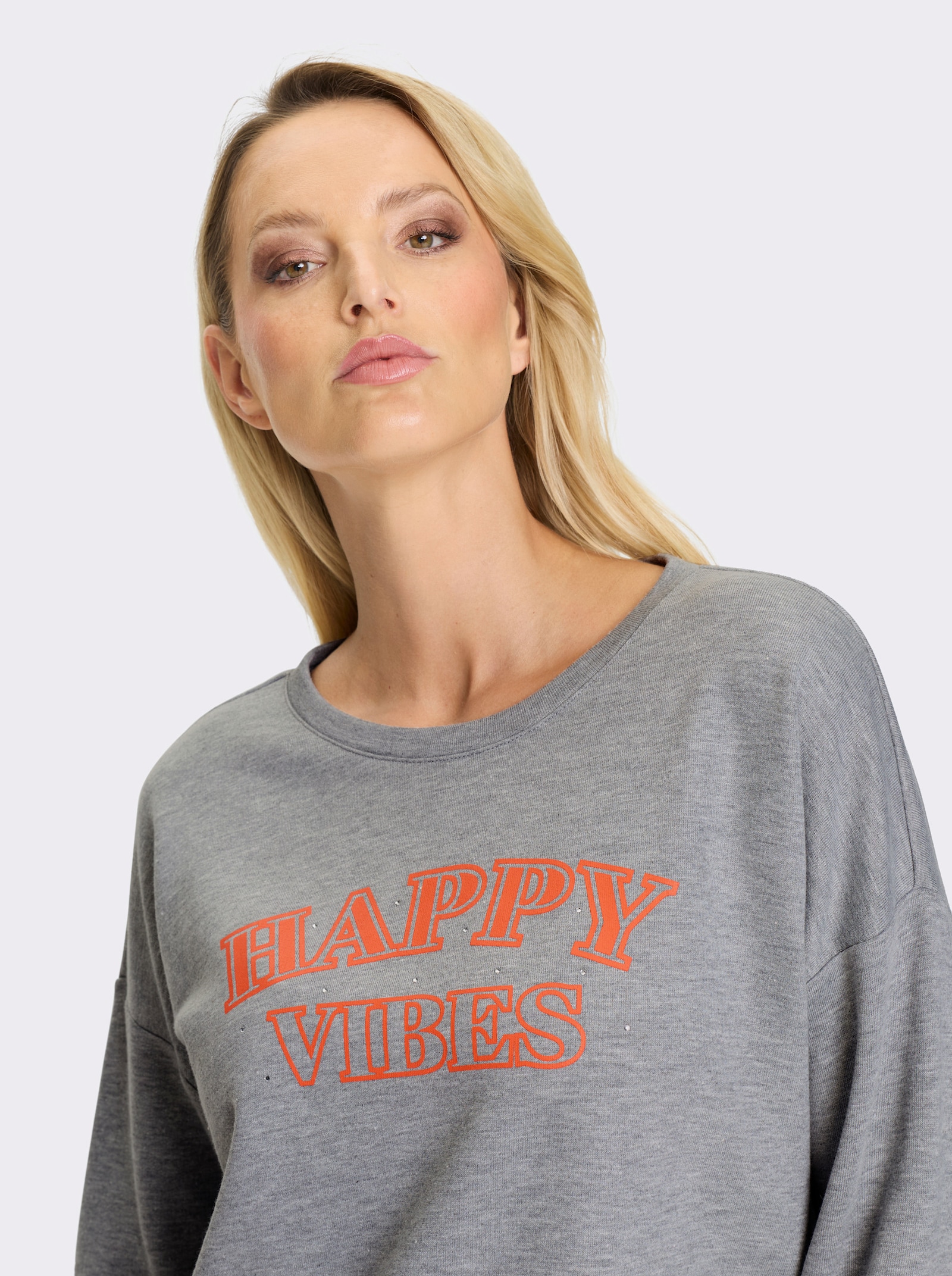 heine Sweatshirt mit Schriftzug - hellgrau-meliert