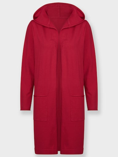 Longstrickjacke mit Kapuze - rot