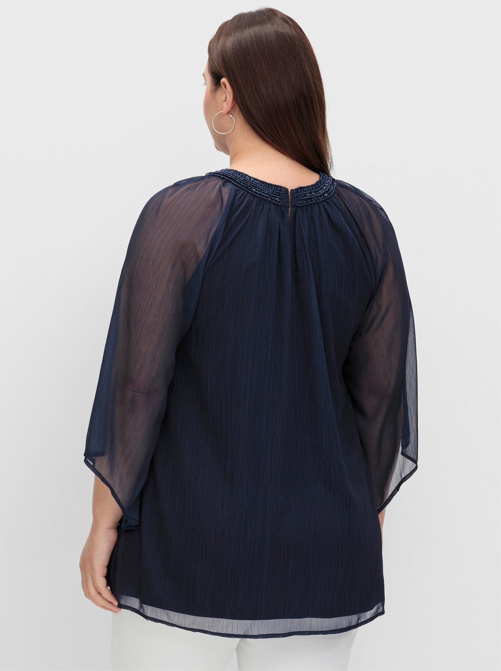 sheego Tunika mit Schmuckausschnitt - marine