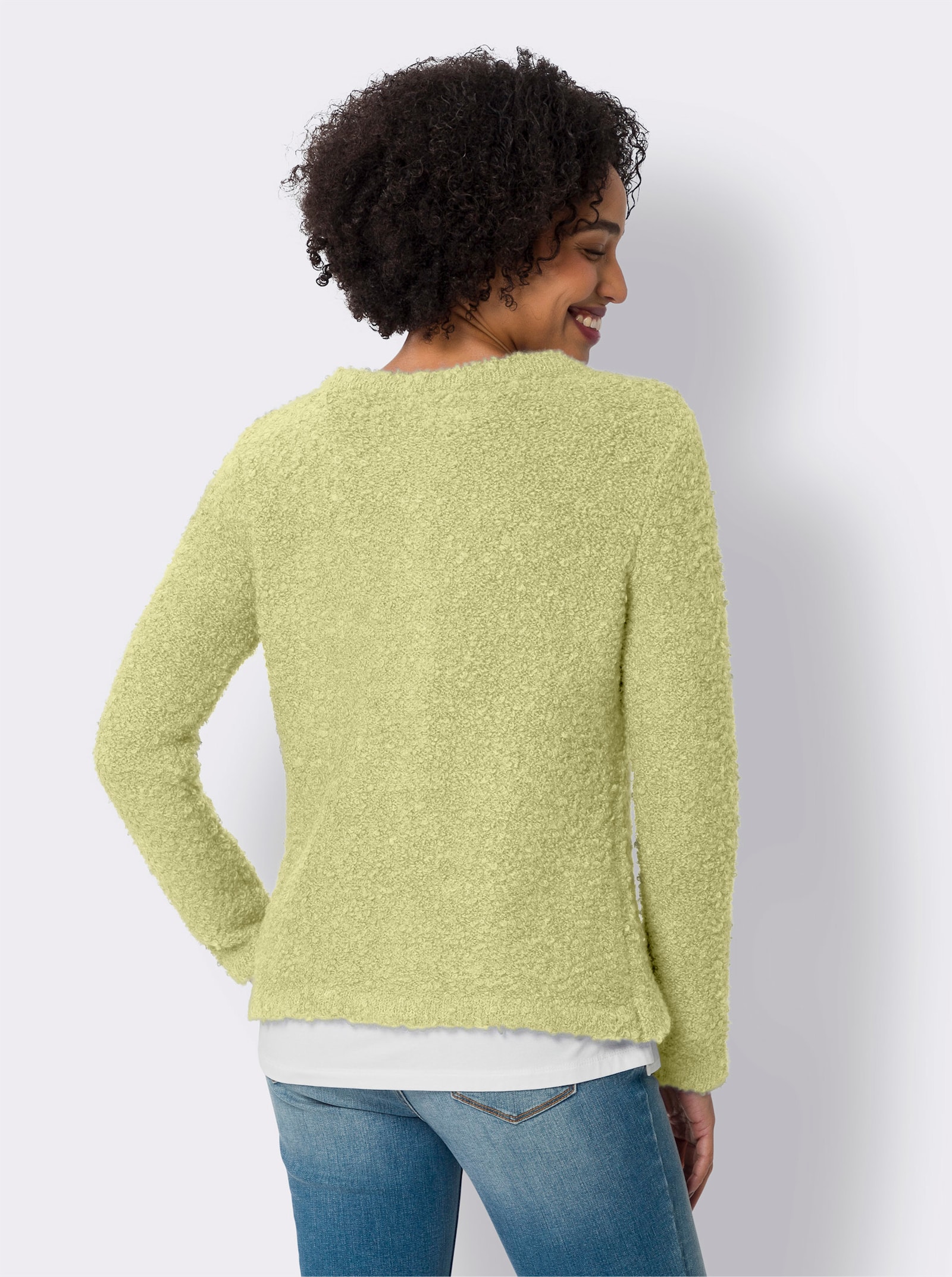 heine Strickjacke mit Schmuckknöpfen - lindgrün-meliert