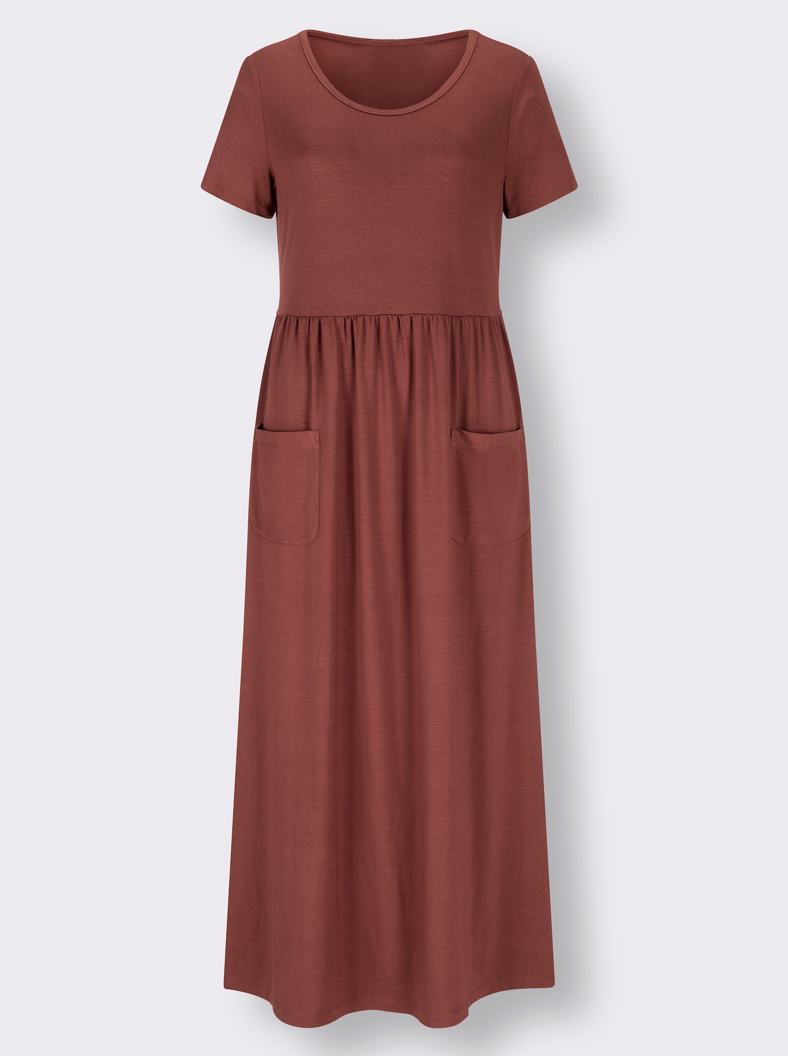 Jerseyjurk met zakken - roodbruin