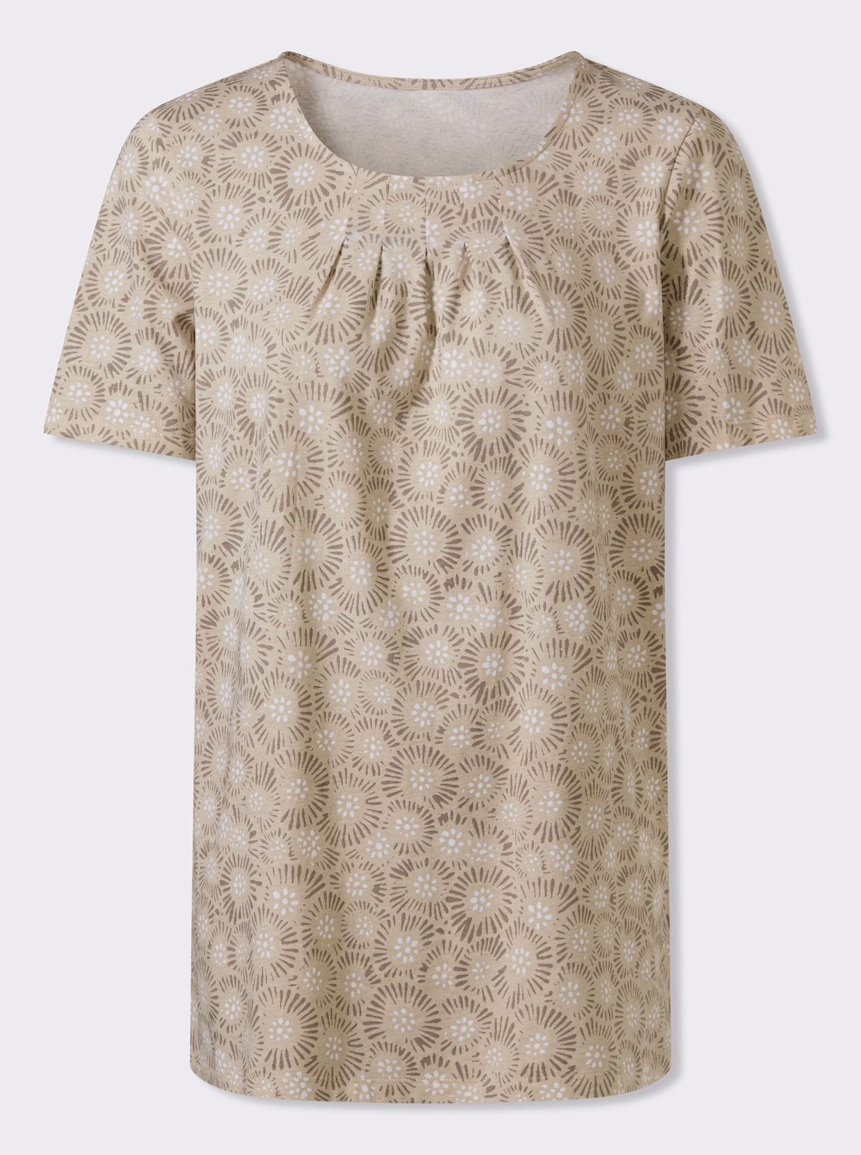 Longshirt - sand-taupe-bedruckt