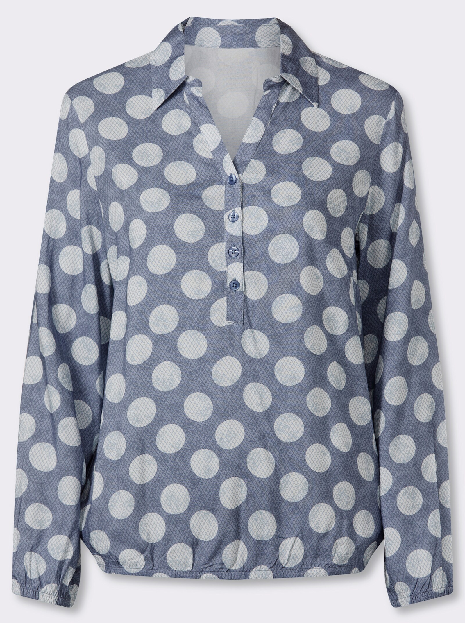 Druckbluse - taubenblau-bedruckt