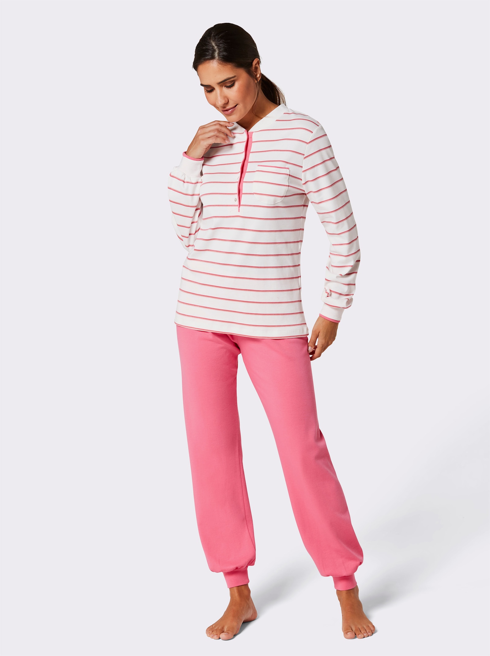 Ringella Schlafanzug mit elastischen Bündchen - koralle-geringelt