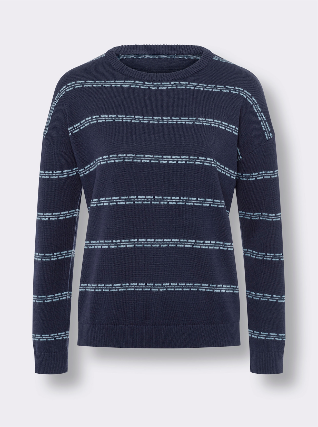 Langarm-Pullover - marine-himmelblau-gemustert