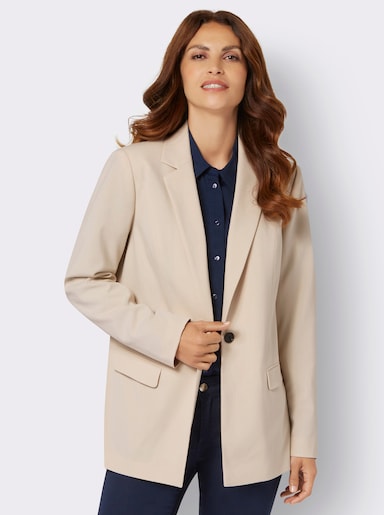 Blazer mit kontrastfarbigem Futter - sand