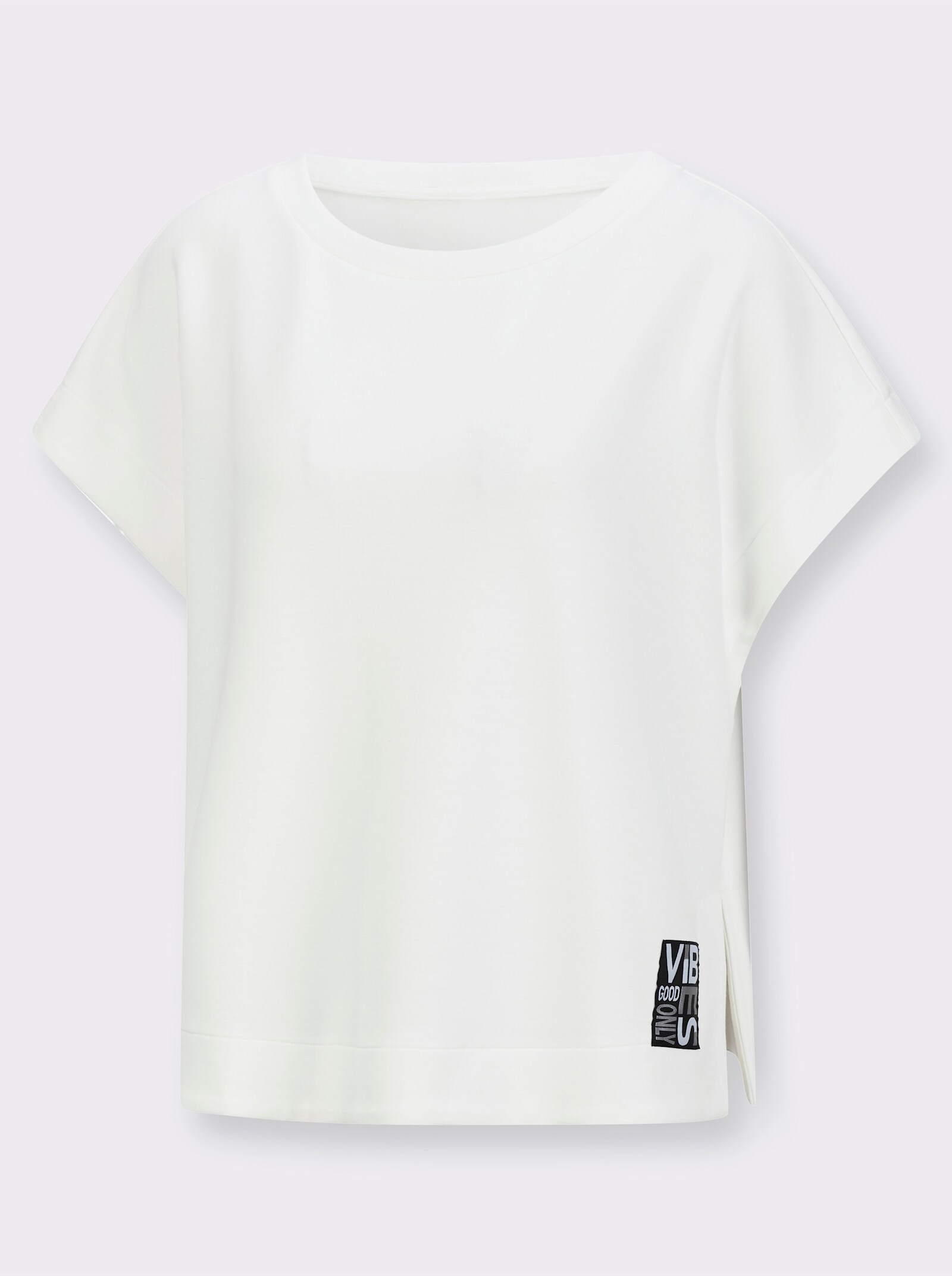 Sweatshirt mit Seitenschlitzen - ecru