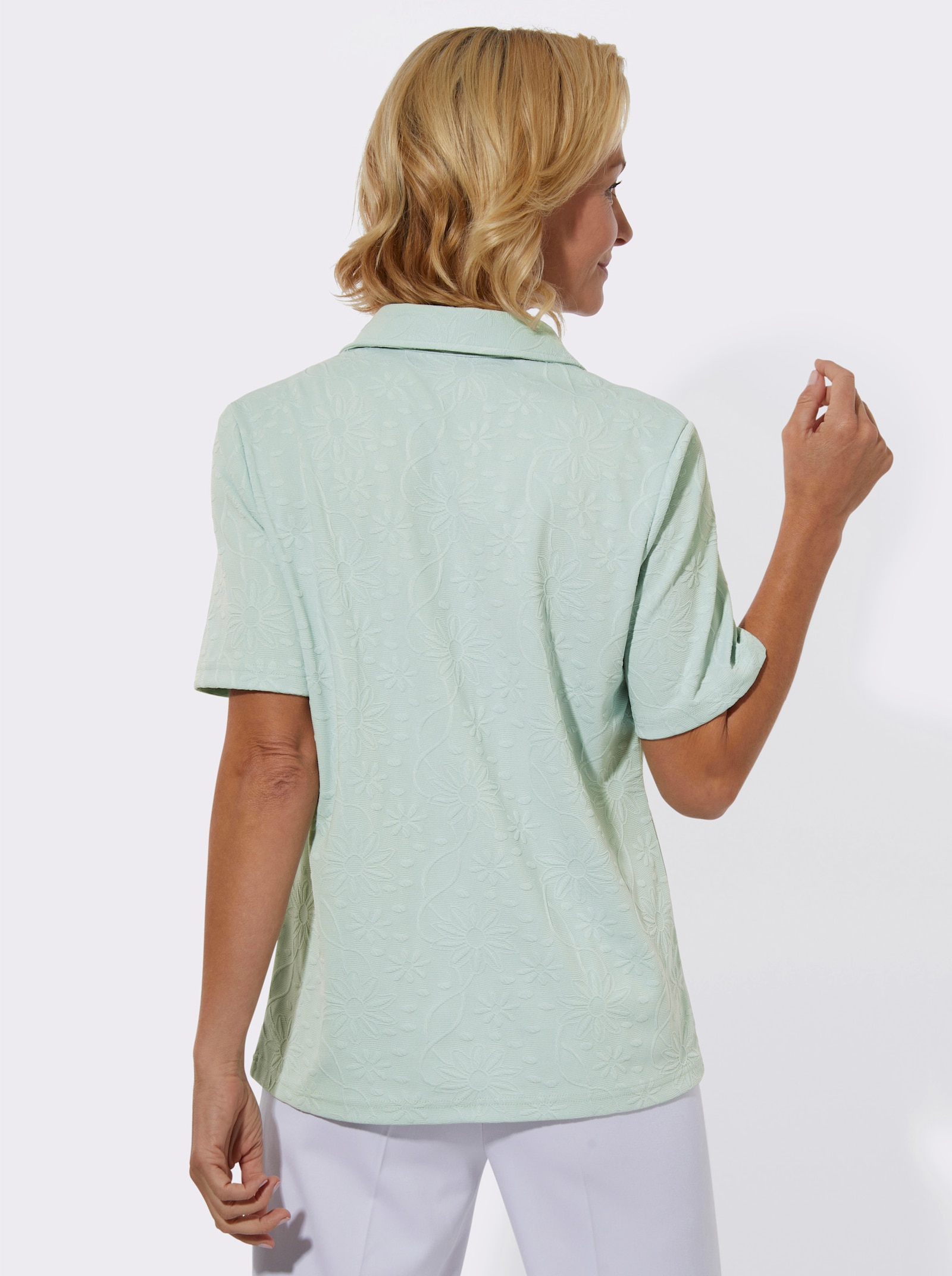 Poloshirt mit Struktur-Jacquard - kalkmint