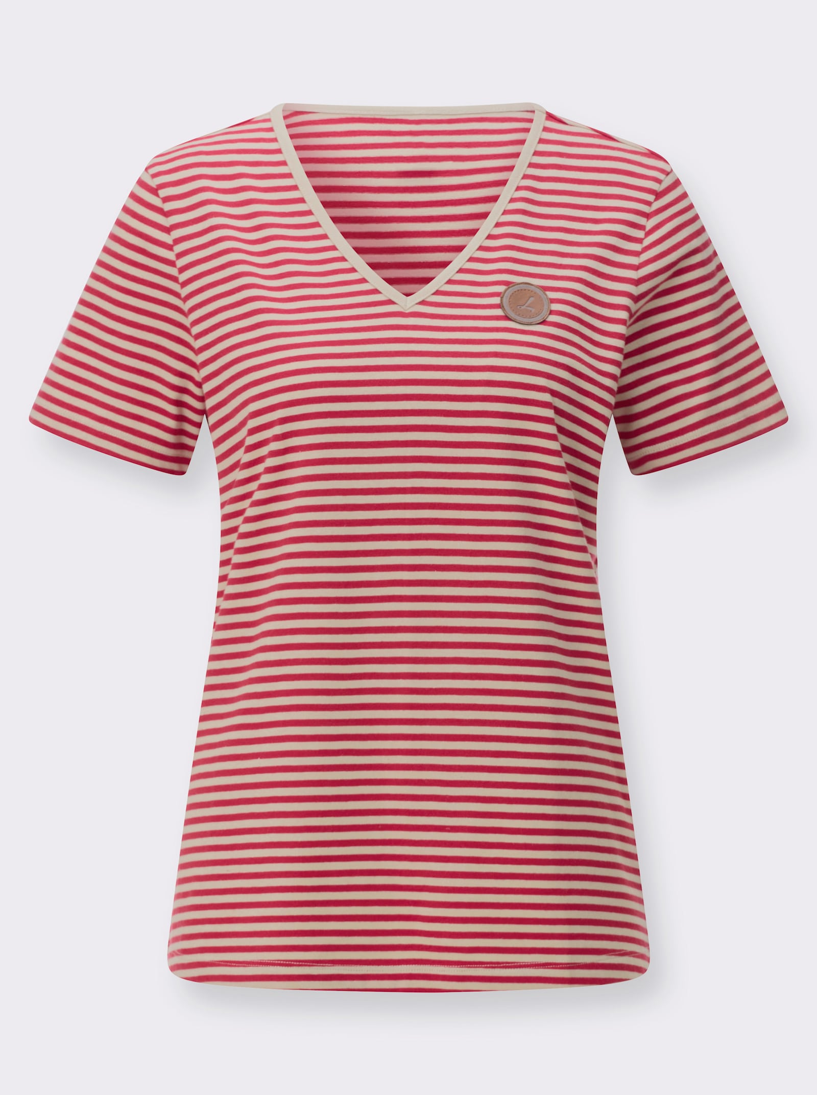 Ringelshirt aus reiner Baumwolle - erdbeere-sand-geringelt