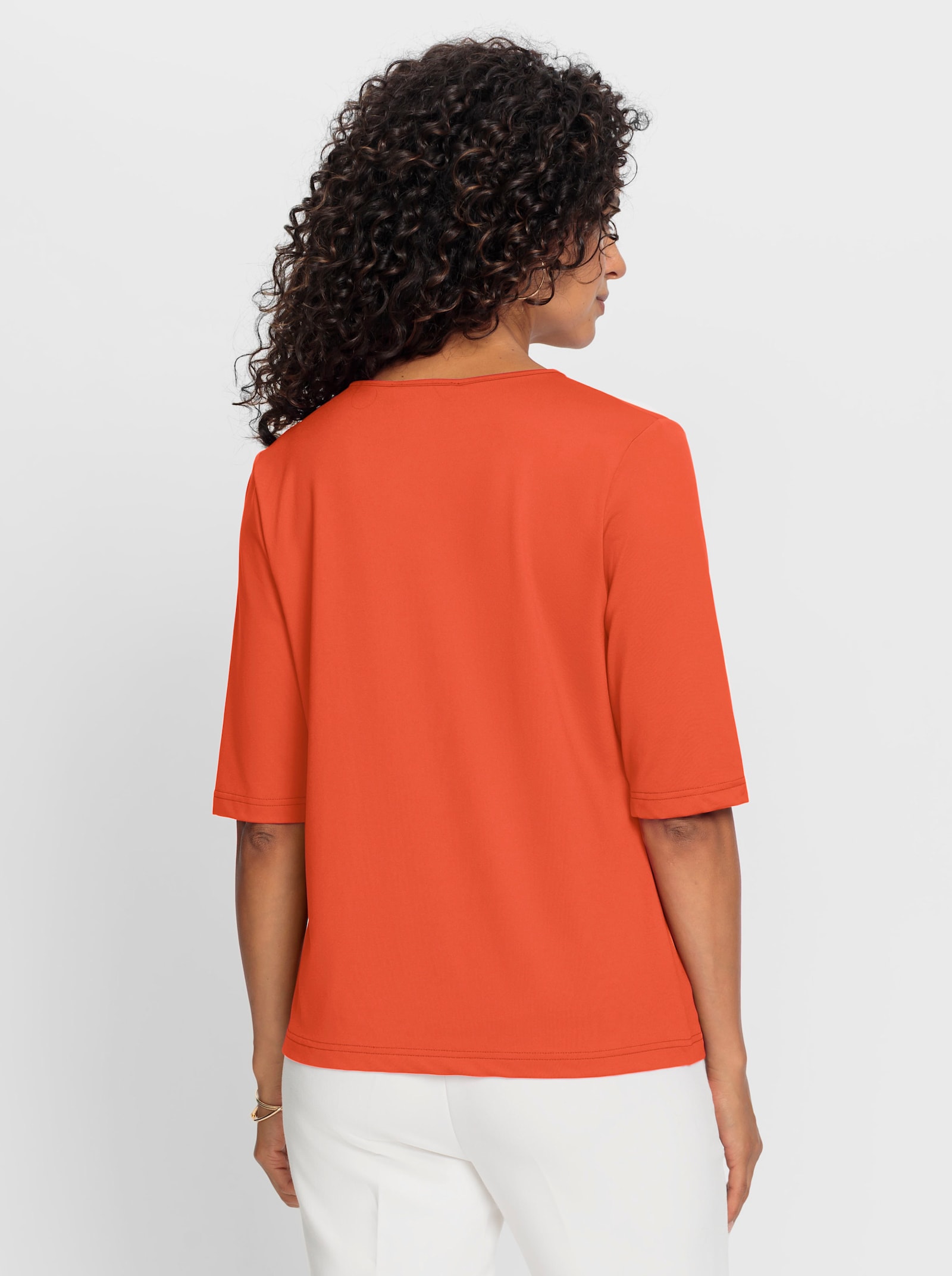 V-Shirt mit V-Ausschnitt, pflegeleicht - orange