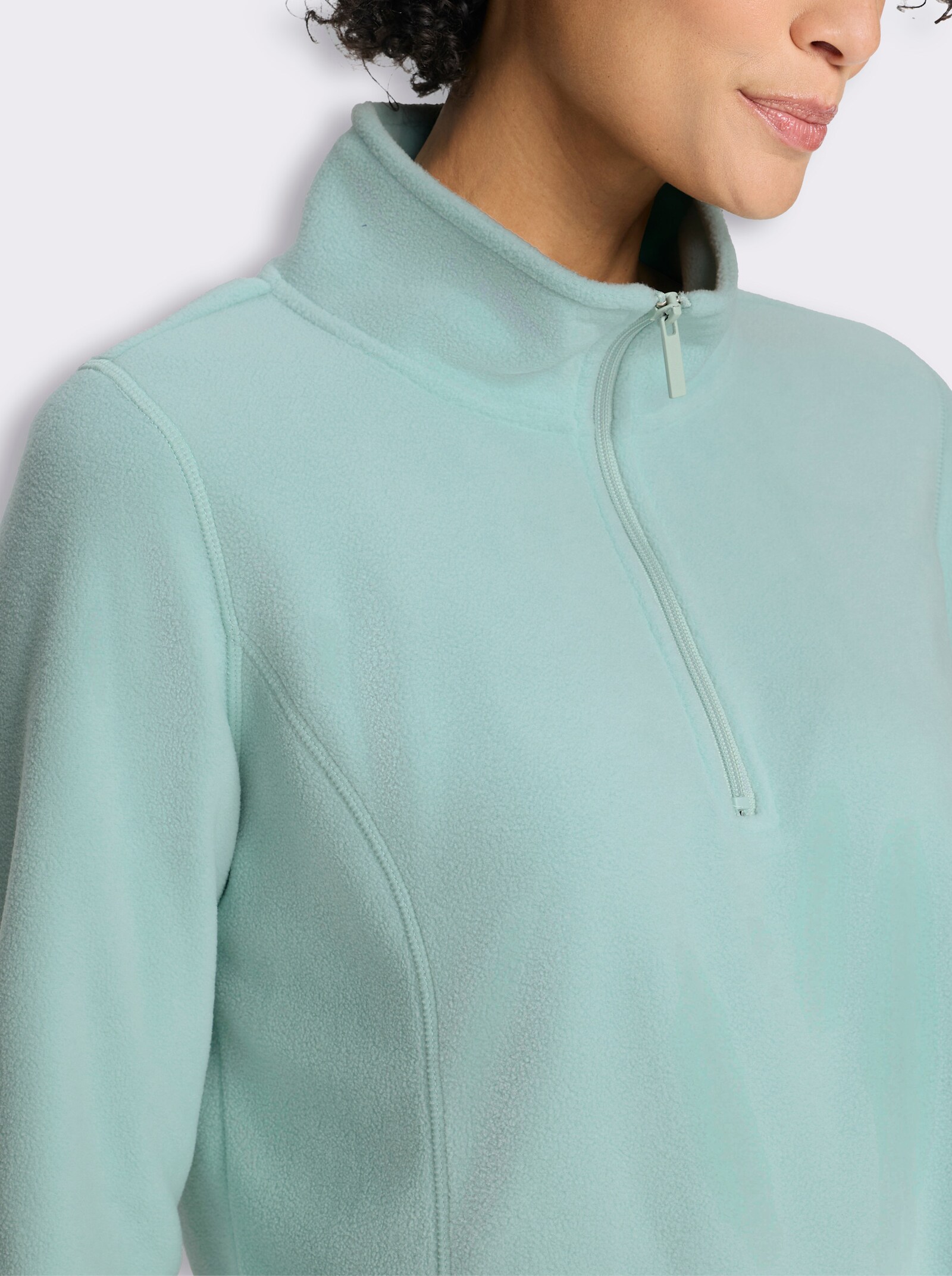 Fleeceshirt mit Stehkragen - kalkmint