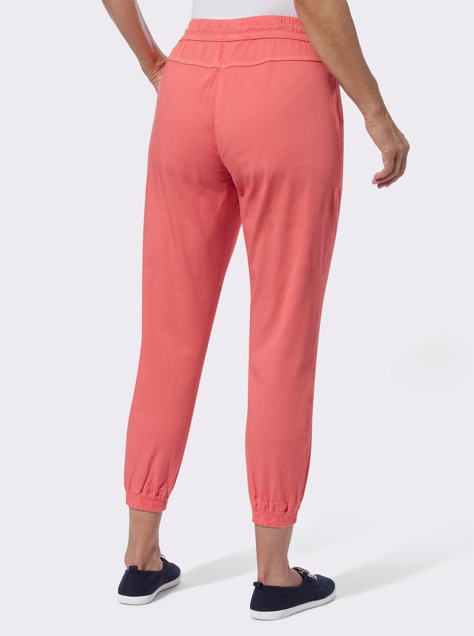 7/8-Jeans mit Gummibündchen am Saum - koralle