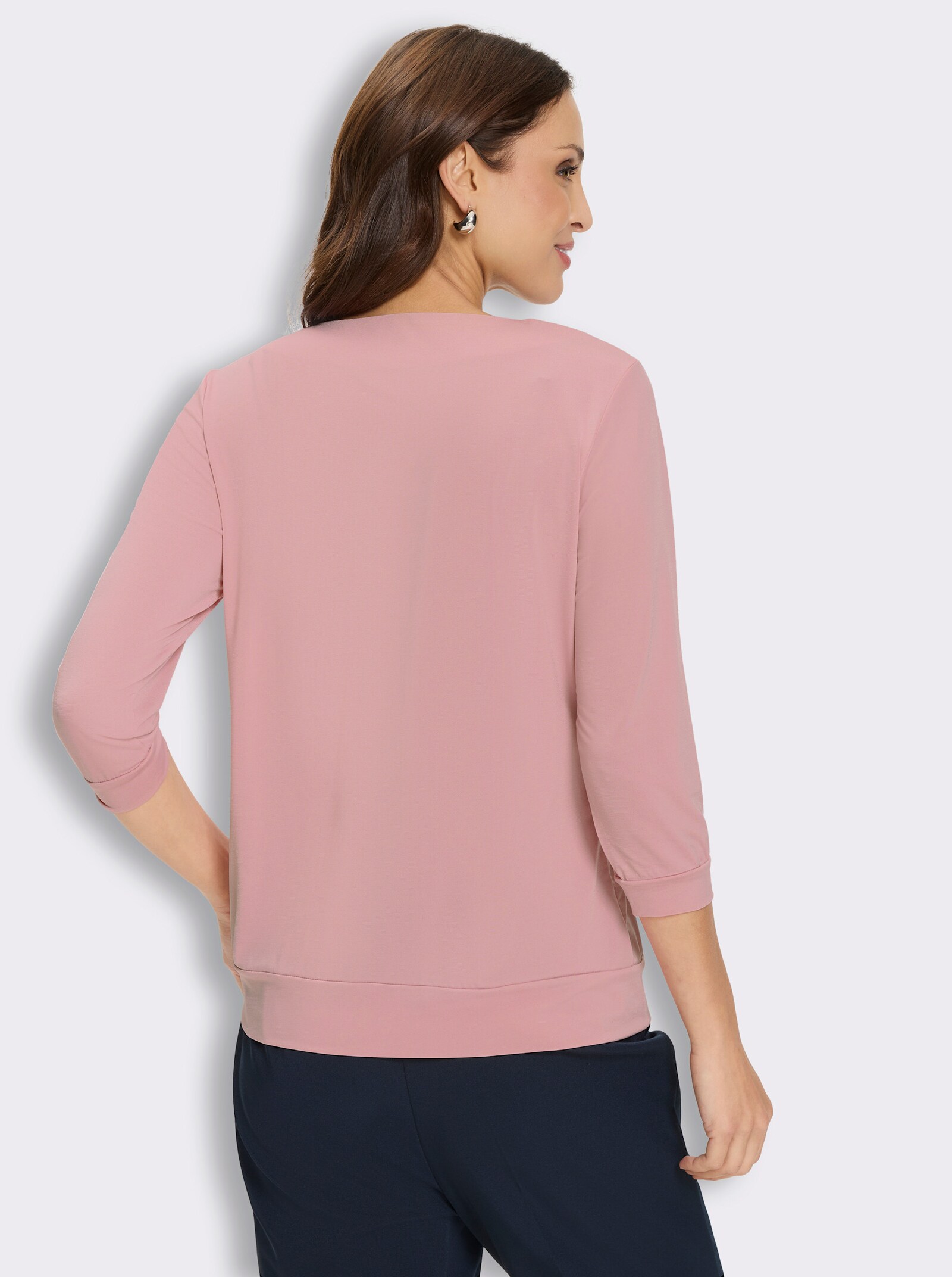3/4-Arm-Shirt mit Strasssteinchen-Schnalle - rosé