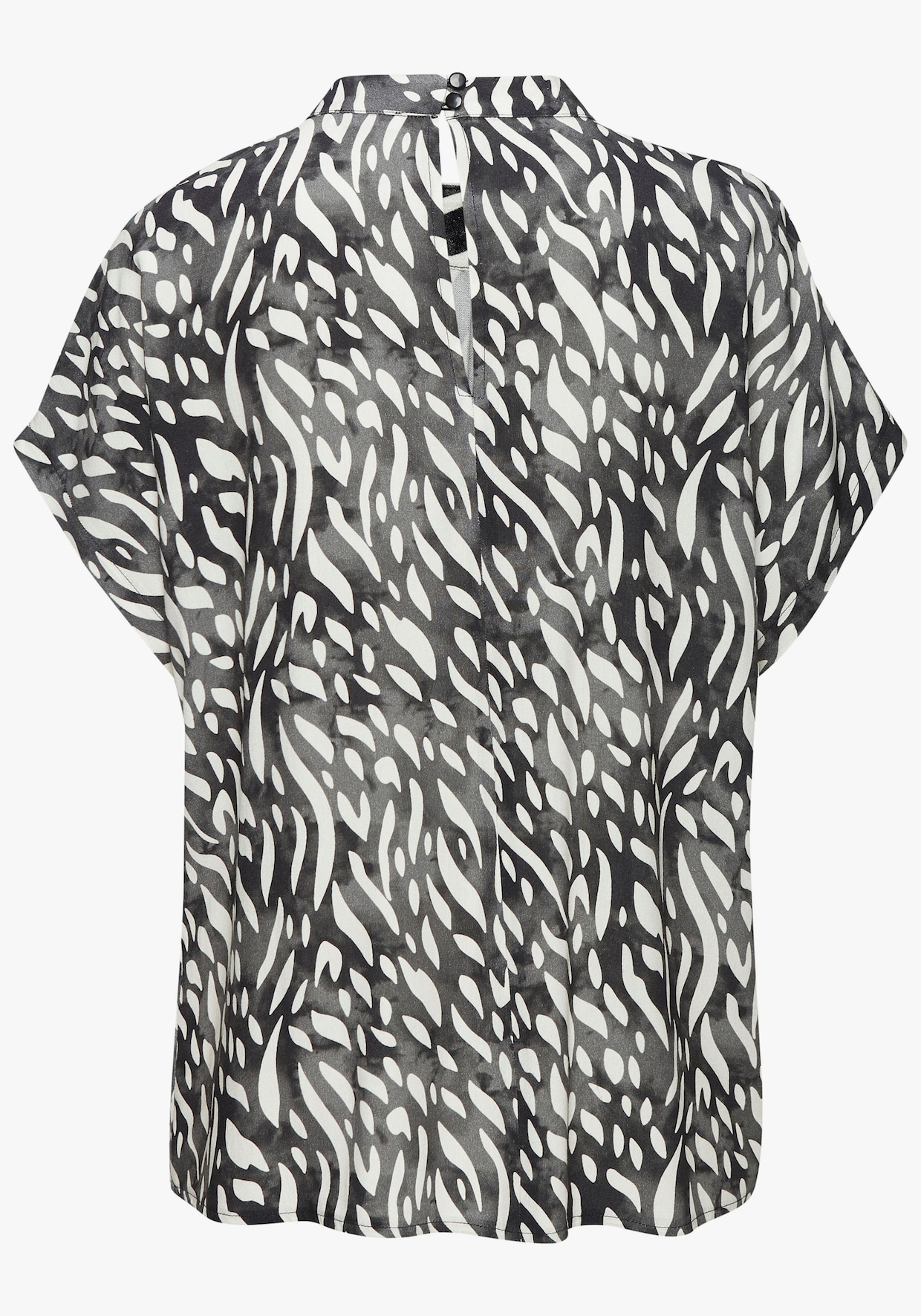 LASCANA Blouse m. korte mouwen - crème/grijsblauw bedrukt
