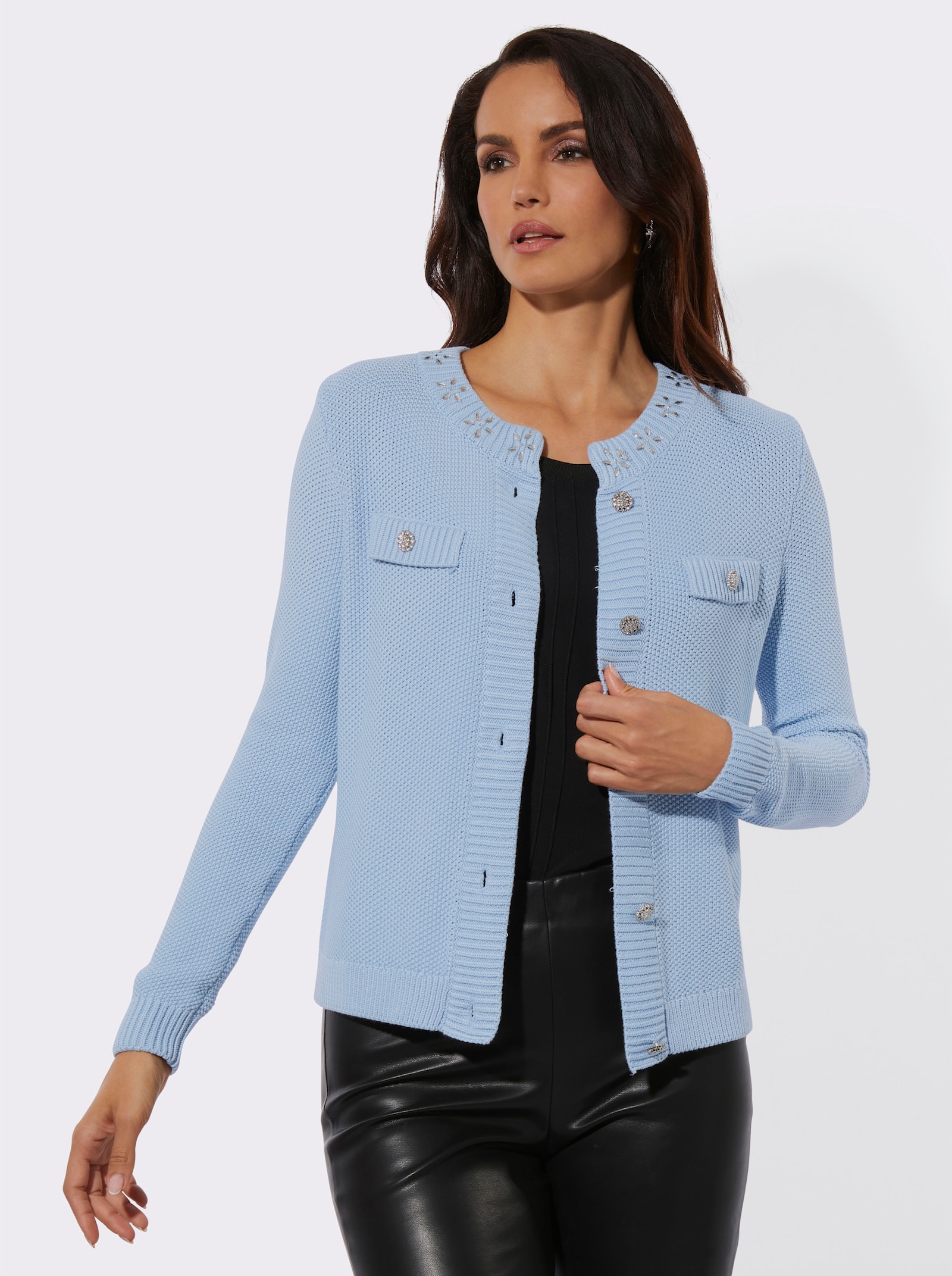 Cardigan im Baumwoll-Modal-Mix - eisblau