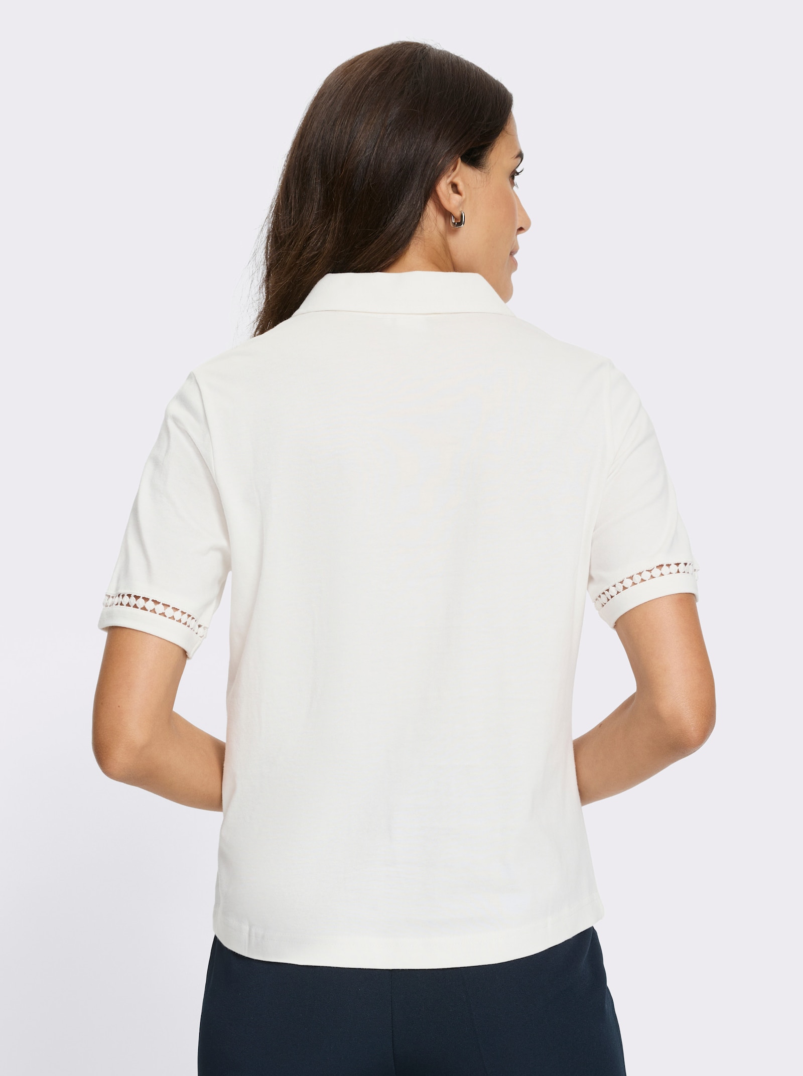 Poloshirt mit Knöpfen in Horn-Optik - ecru