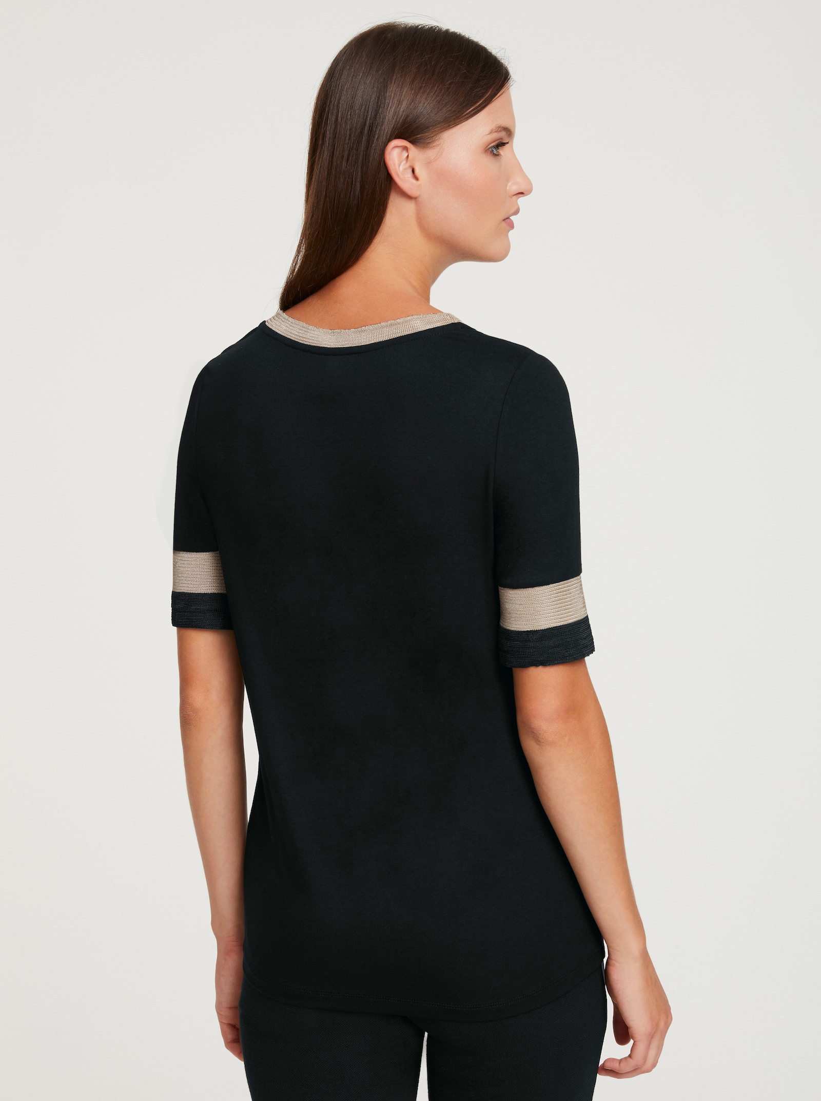 heine Rundhalsshirt mit Glanz-Details - schwarz