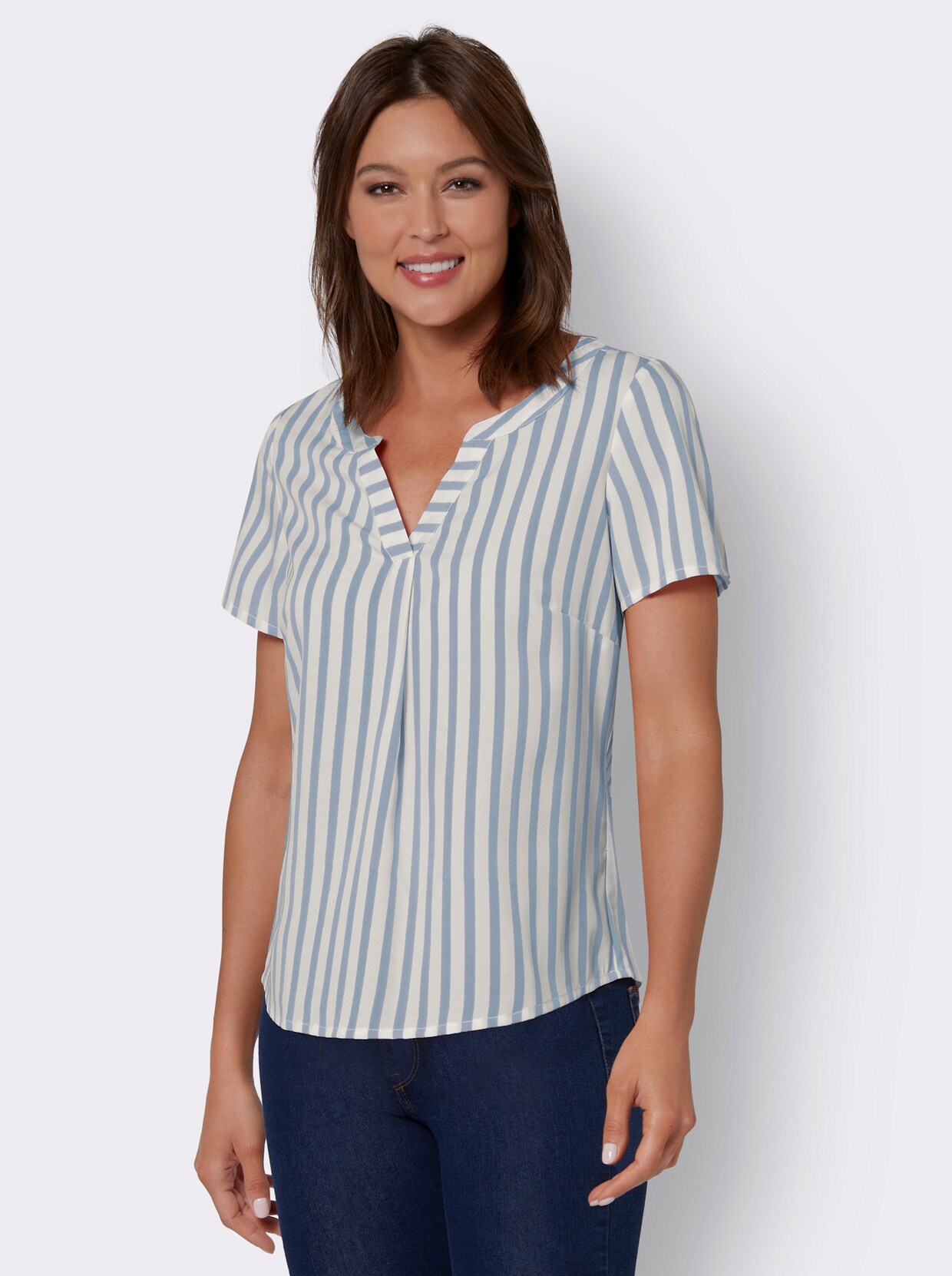 Comfortabele blouse - bleu gestreept