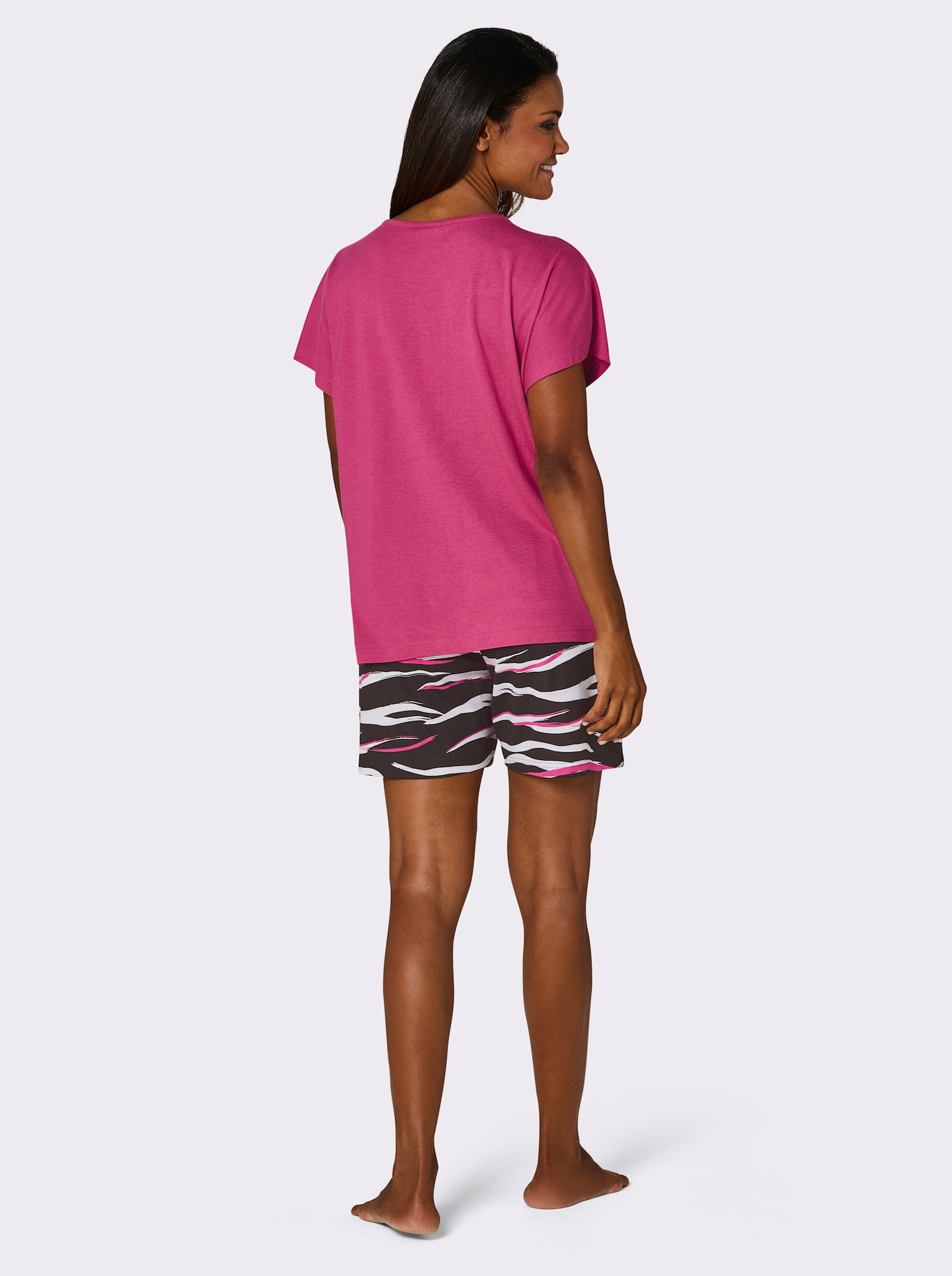 wäschepur Pyjama court - noir-fuchsia imprimé