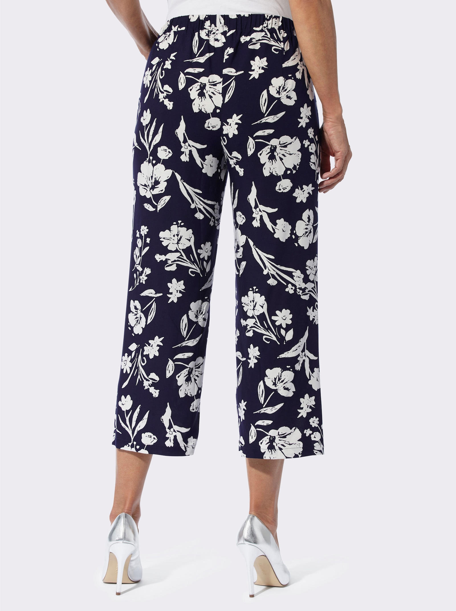 Culotte met comfortband - marine/wit geprint