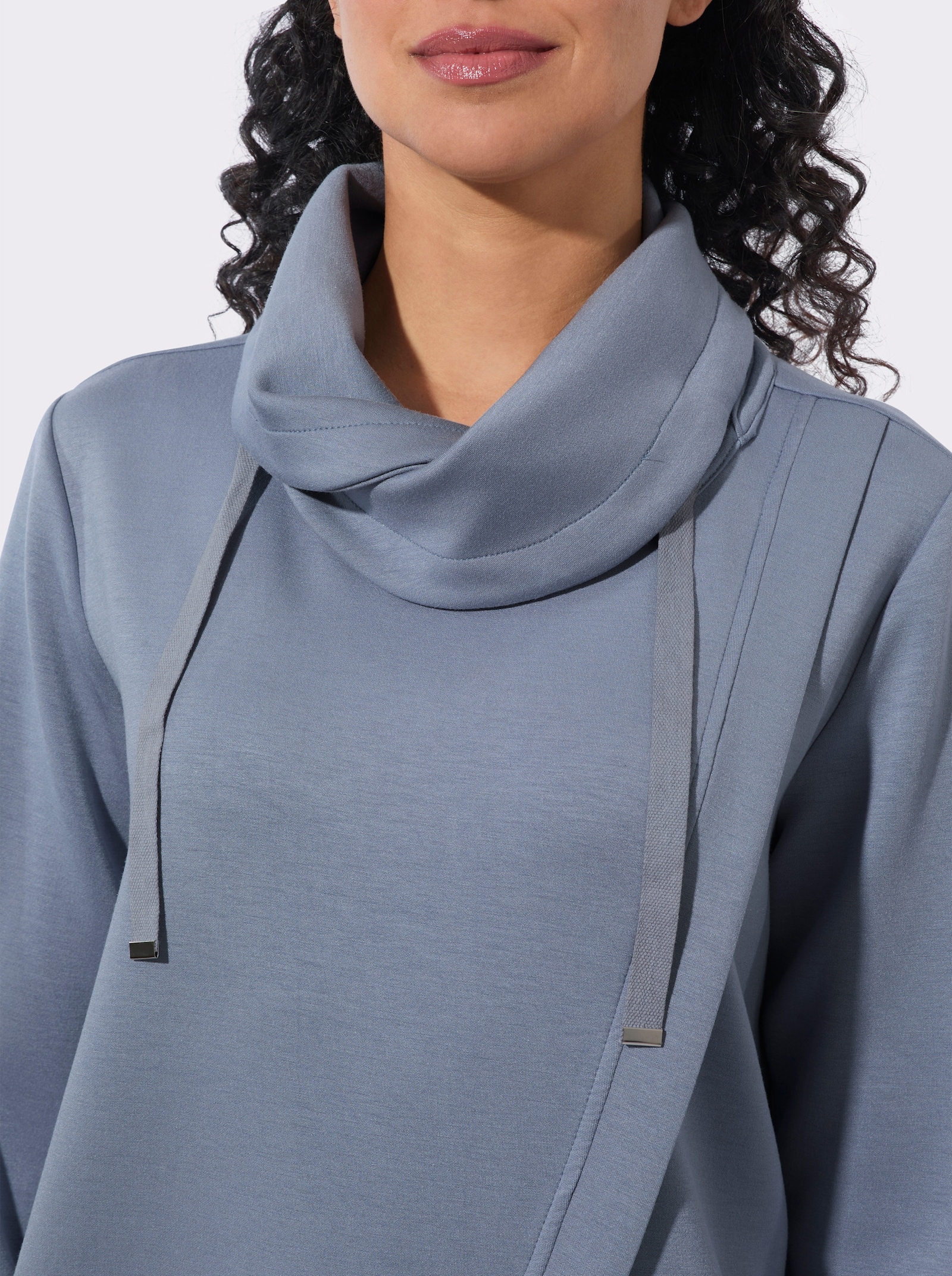  Longshirt in Wickel-Optik - taubenblau