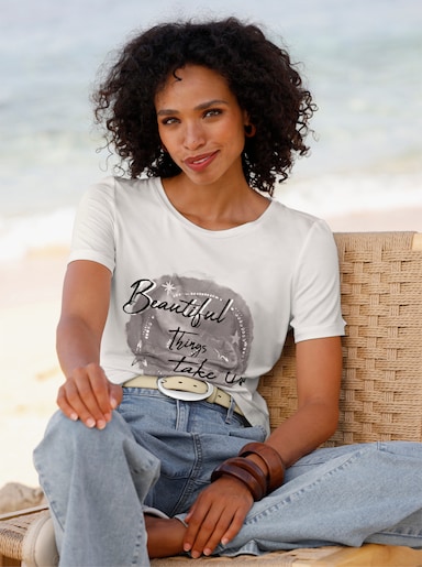 heine Shirt mit Ziersteinchen - ecru