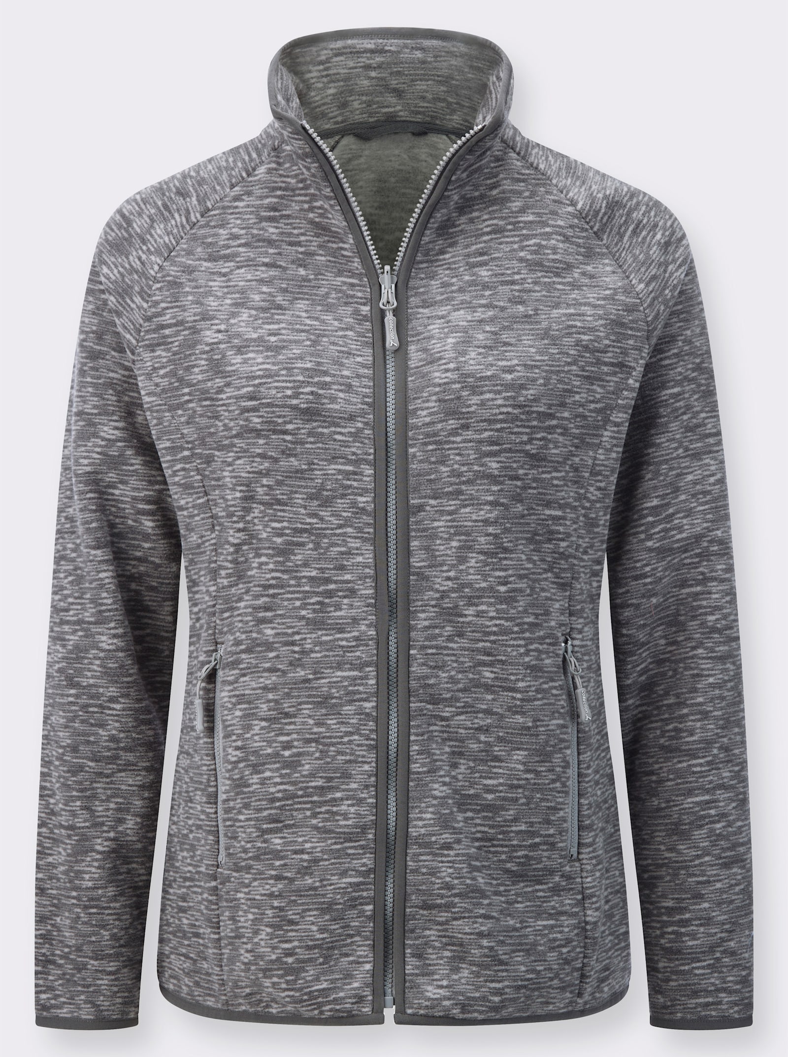  Fleecejacke mit Antipilling-Ausrüstung - steingrau-anthrazit-bedruckt