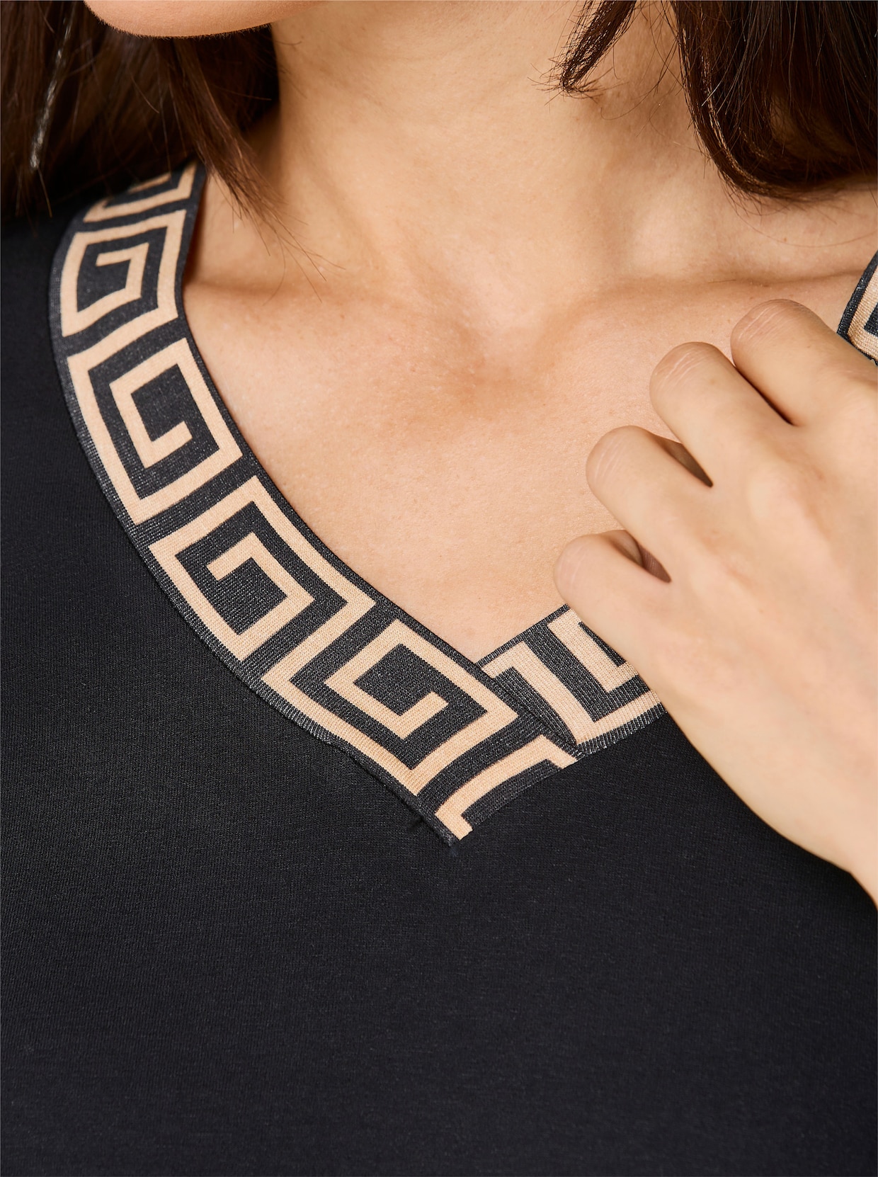 CREATION L PREMIUM Modal-Longshirt - schwarz-camel