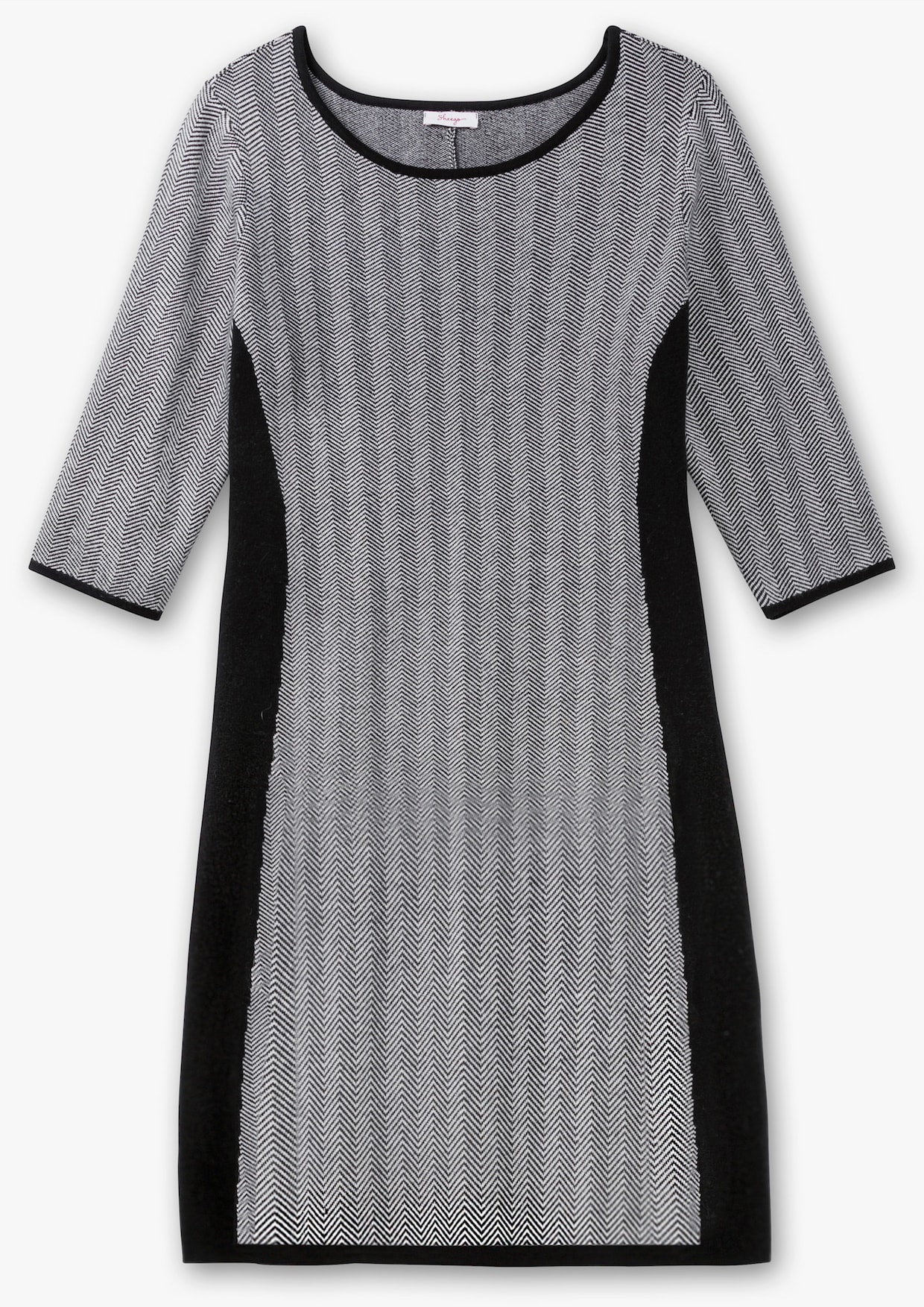 sheego Strickkleid - schwarz-weiß
