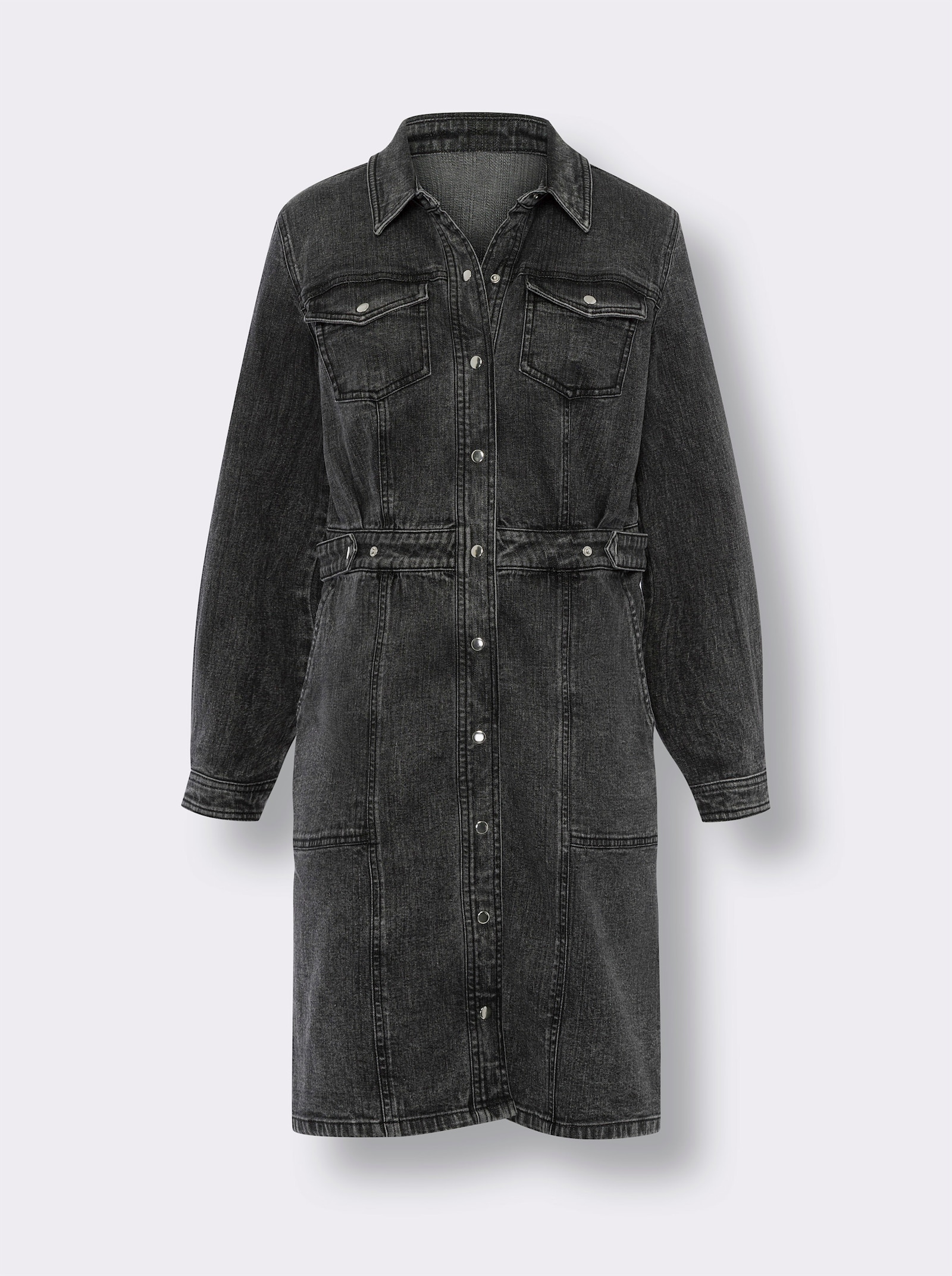 heine Jeanskleid mit Brusttaschen - anthrazit-grey-denim