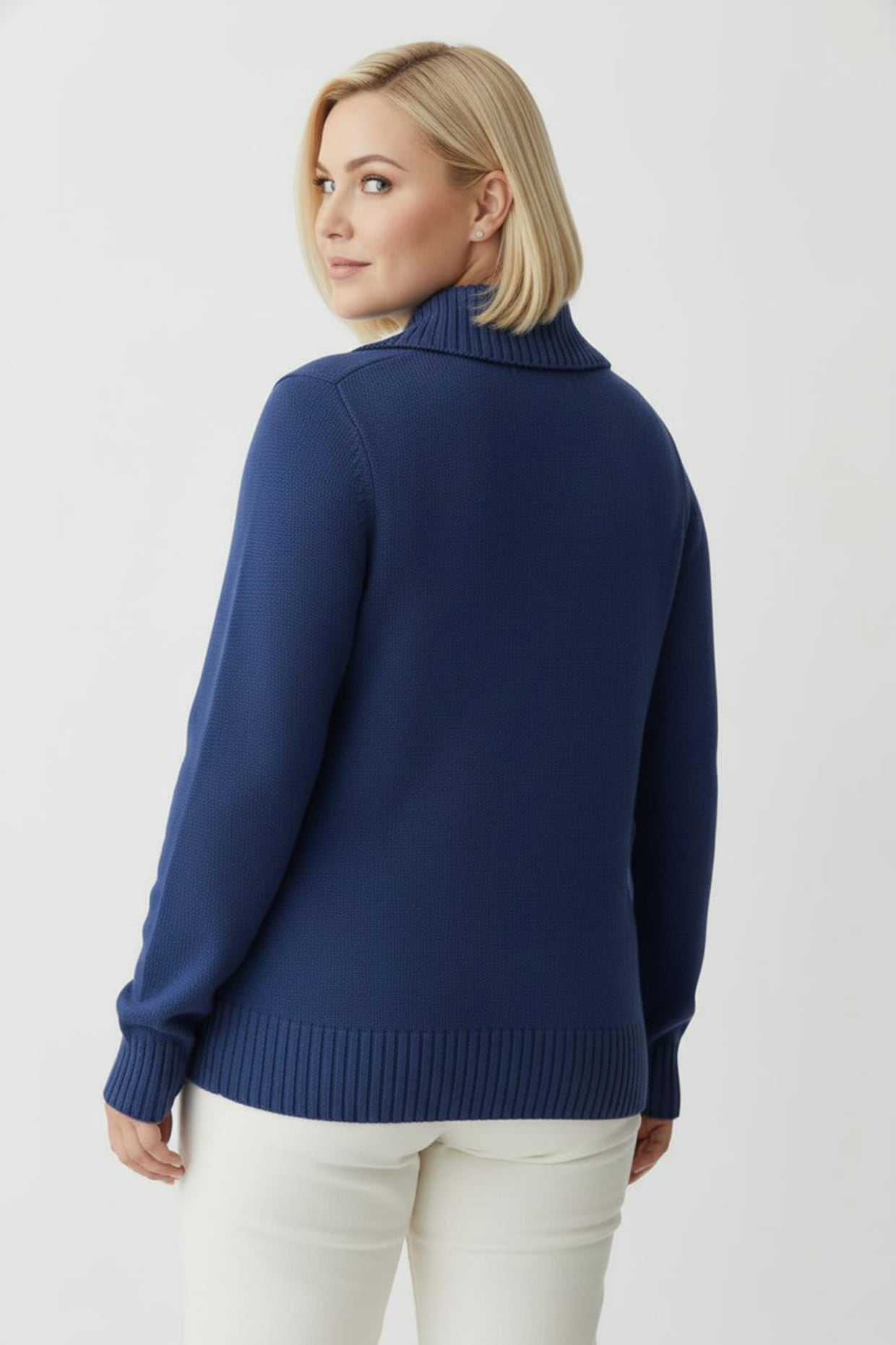 Troyer mit breiten Rippabschlüssen - royalblau