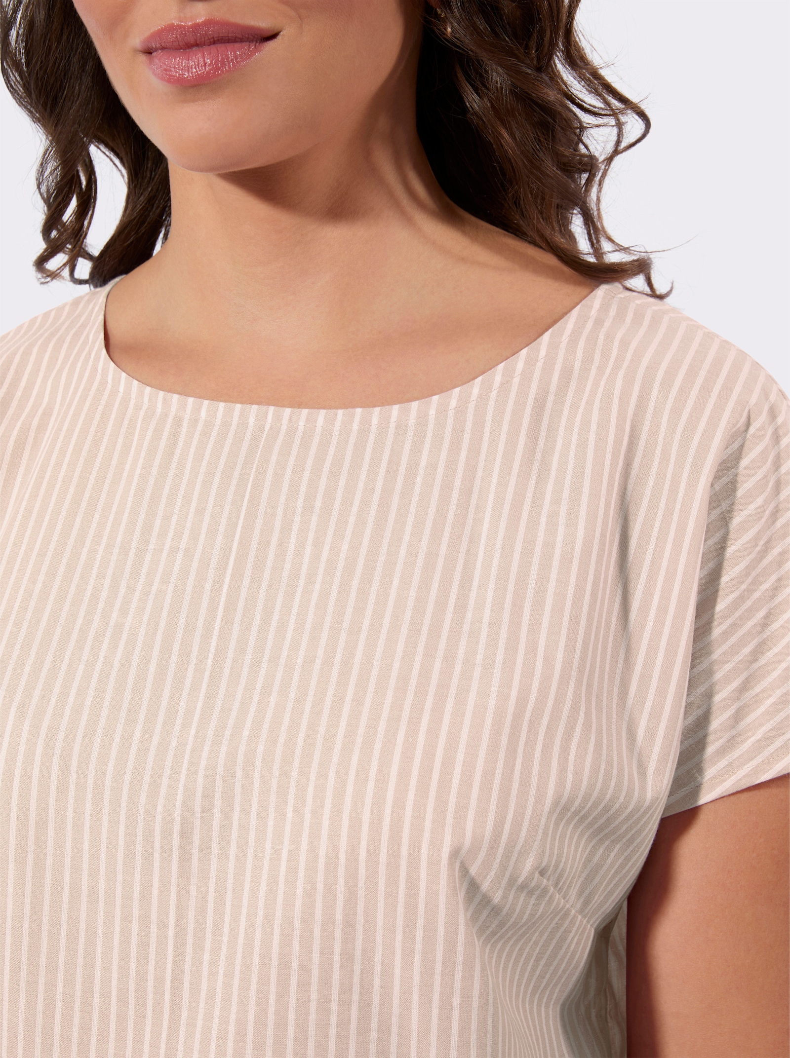 Gestreifte Bluse in Schlupfform - beige-weiß-gestreift