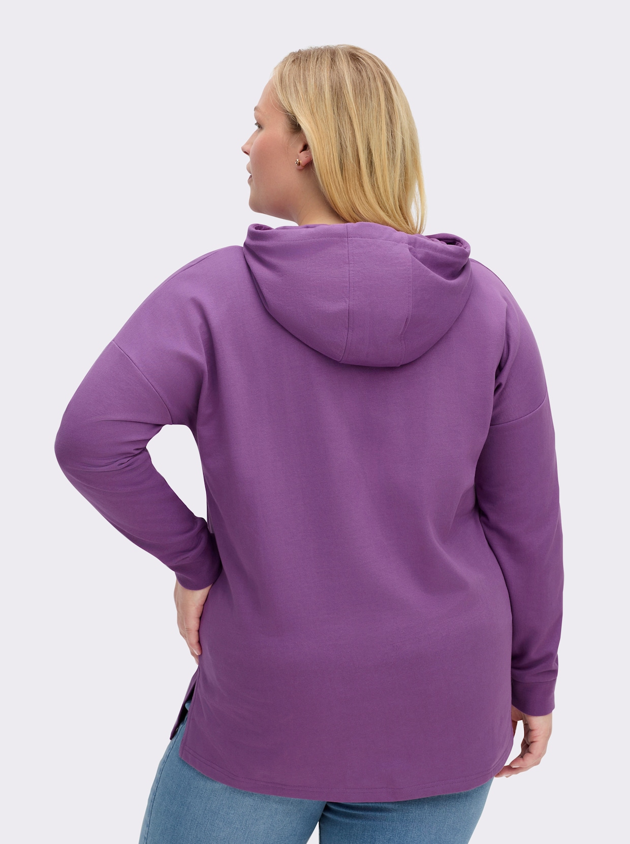 sheego Kapuzensweatshirt - lila-traube-bedruckt