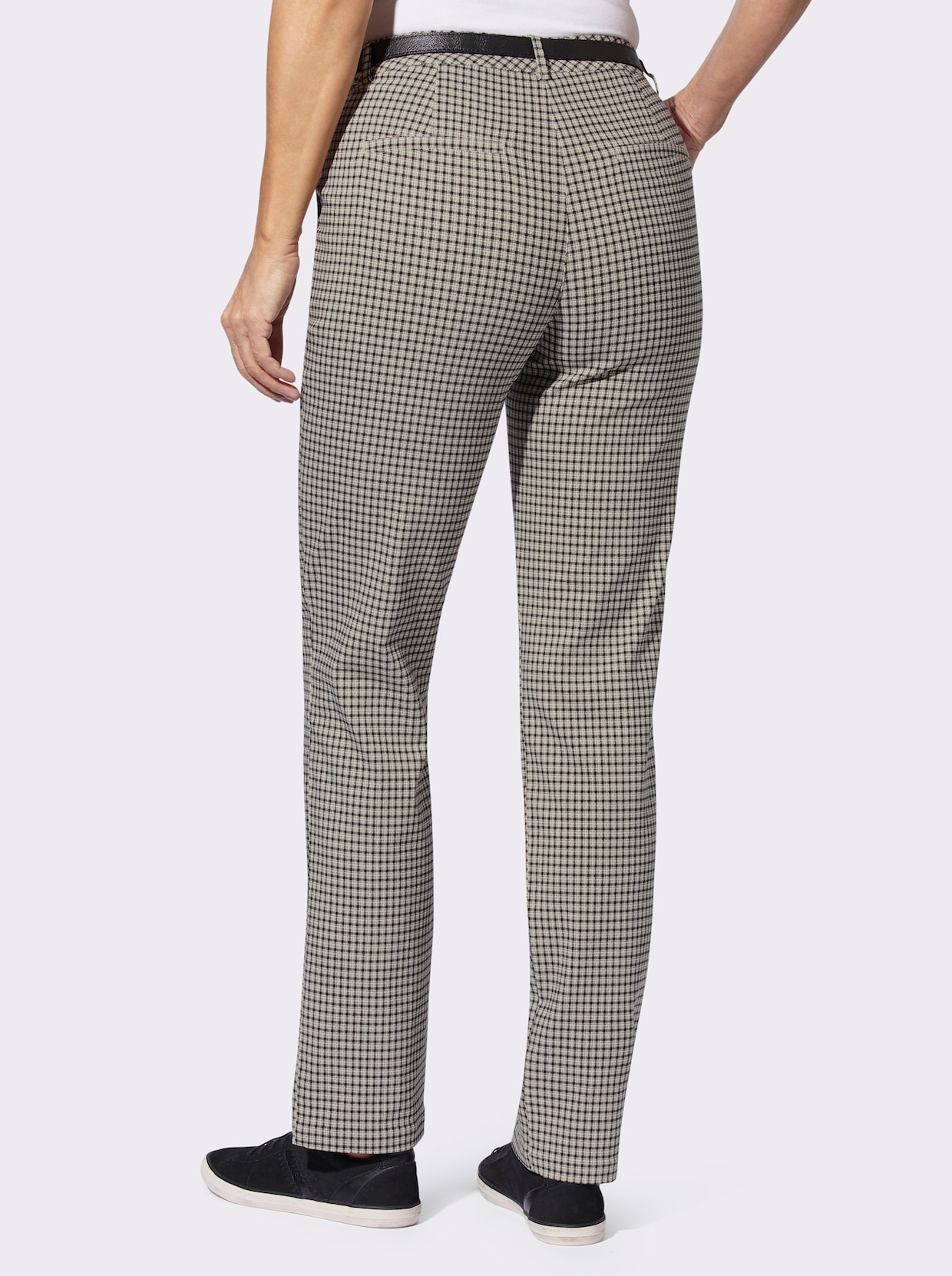 Geruite broek - sesam/zwart geruit