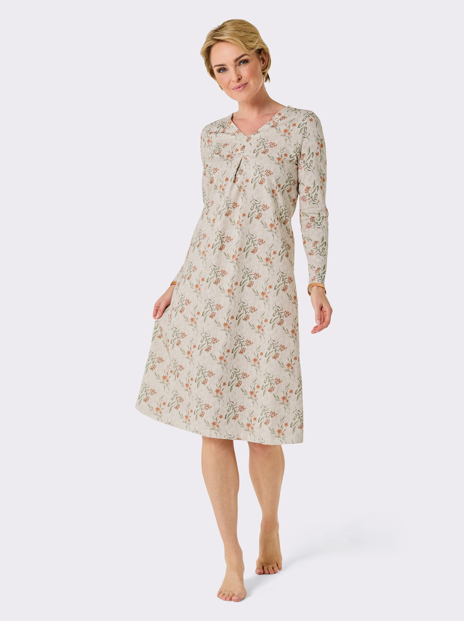 wäschepur Nachthemd - champagner-papaya-bedruckt