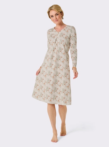 wäschepur Nachthemd - champagner-papaya-bedruckt